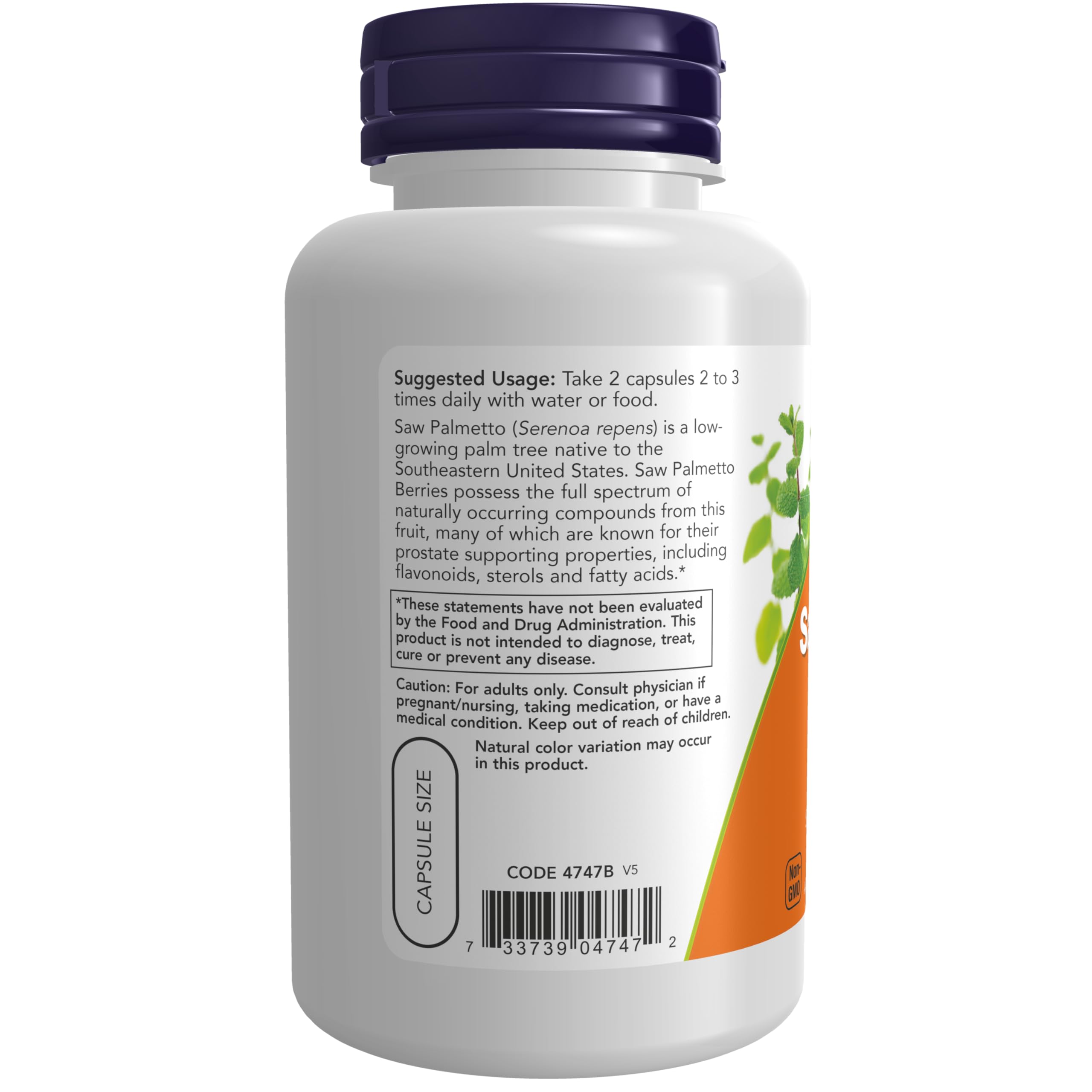 Foto 4 pulgar | Supplements Now Foods Bayas De Palma Enana Americana 550 Mg 100 Cápsulas - Venta Internacional.