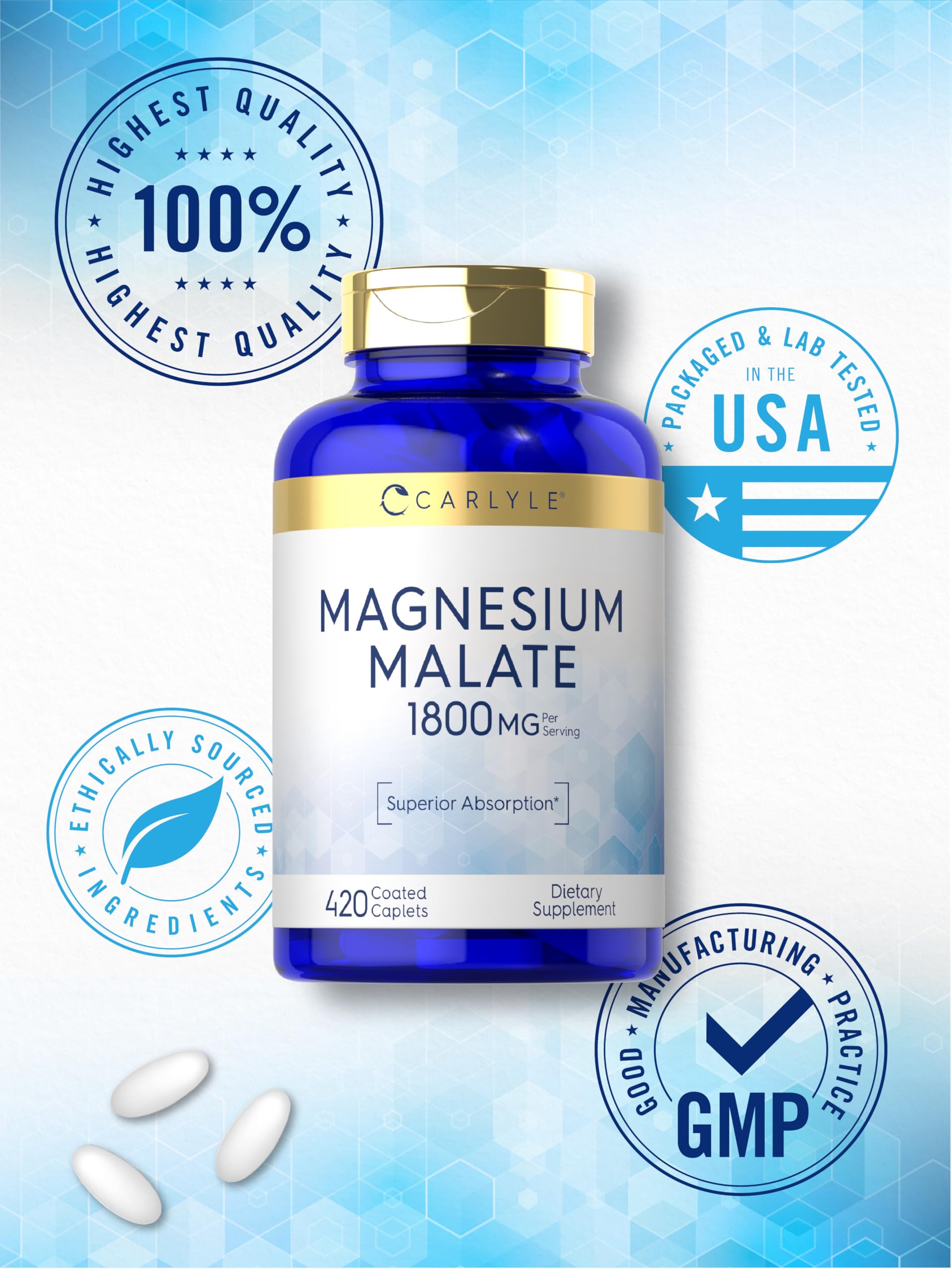 Foto 7 pulgar | Suplemento De Malato De Magnesio Carlyle 1800 Mg 420 Cápsulas - Venta Internacional.