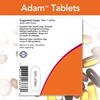 Foto 3 | Suplemento De Vitamina Múltiple Adam De Now Foods Para Hombres, 120 Comprimidos - Venta Internacional.