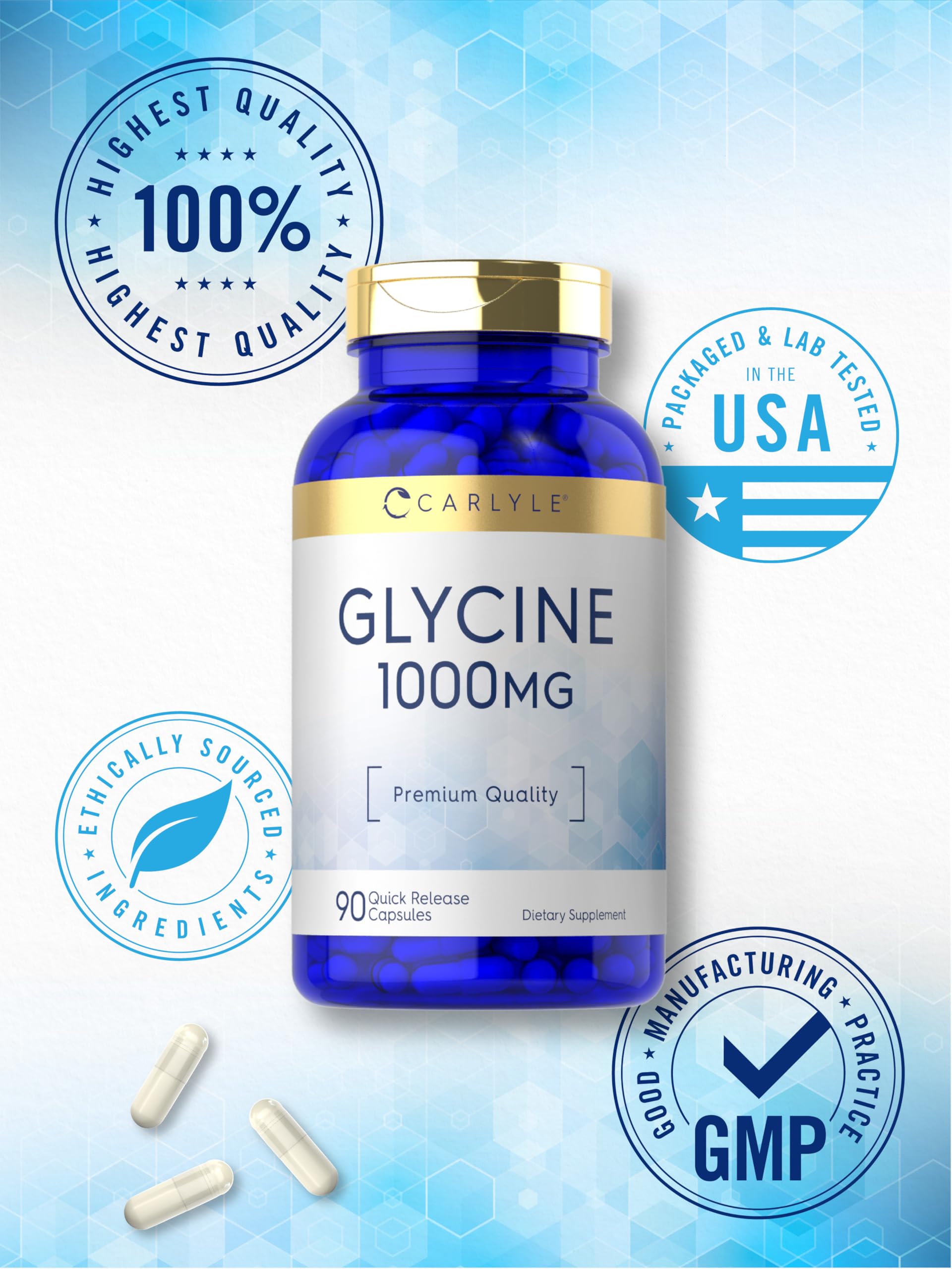 Foto 6 | Suplemento Carlyle Glycine 1000 Mg 90 Cápsulas De Liberación Rápida - Venta Internacional.