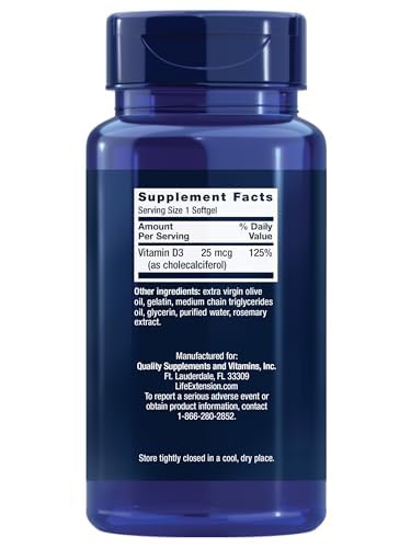 Foto 3 pulgar | Suplemento Life Extension De Vitamina D3, 25 Mcg (1000 Ui) X 500 Sof - Venta Internacional.