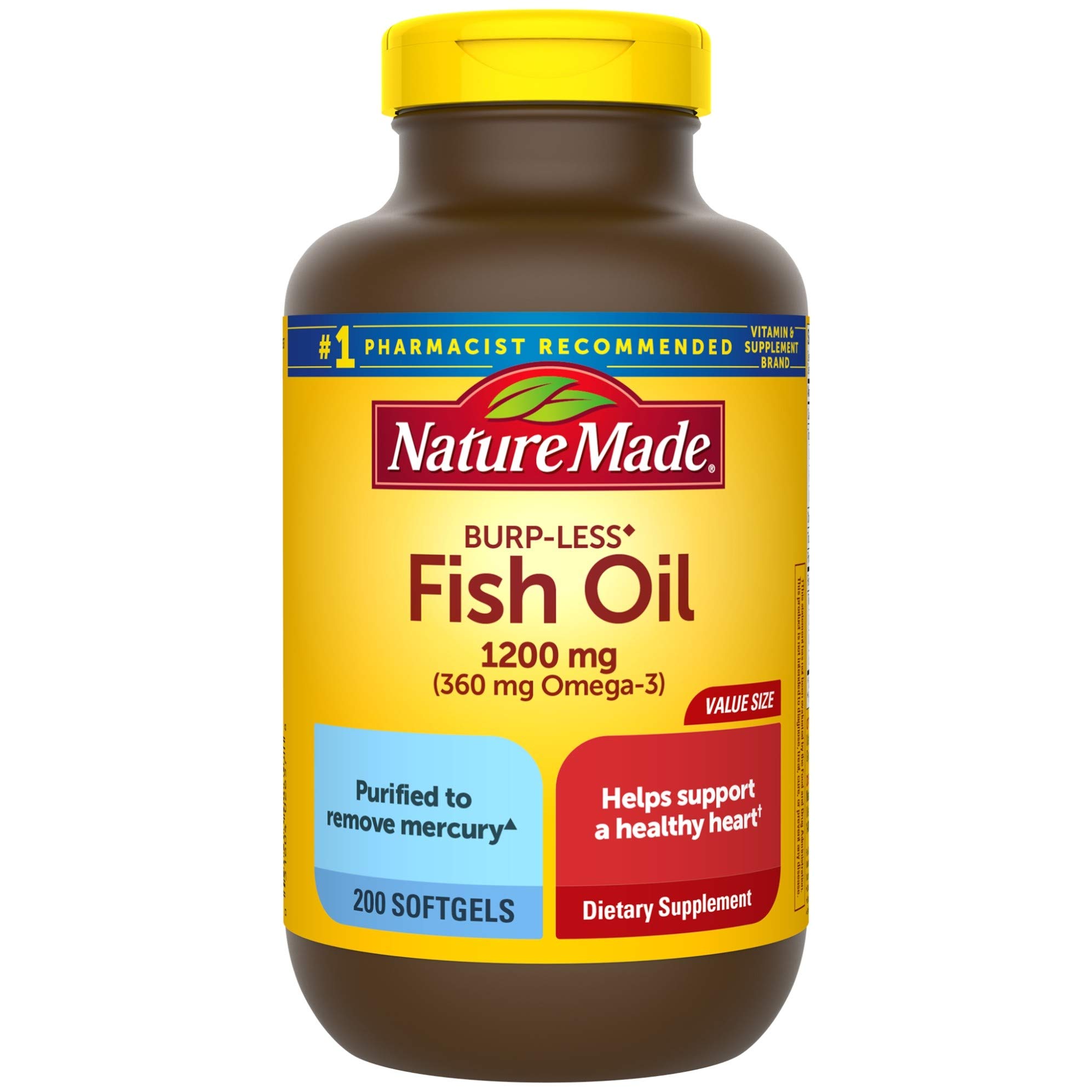 Foto 2 pulgar | Aceite De Pescado Sin Eructos Supplement Nature Made 1200 Mg 200 Cápsulas Blandas - Venta Internacional.