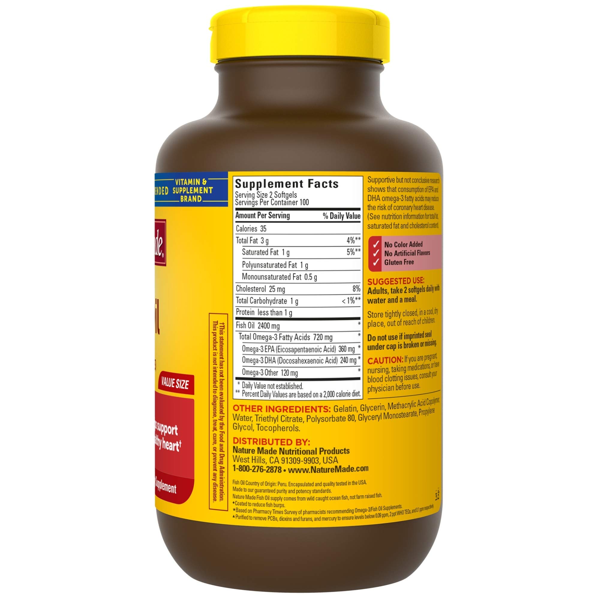 Foto 8 pulgar | Aceite De Pescado Sin Eructos Supplement Nature Made 1200 Mg 200 Cápsulas Blandas - Venta Internacional.