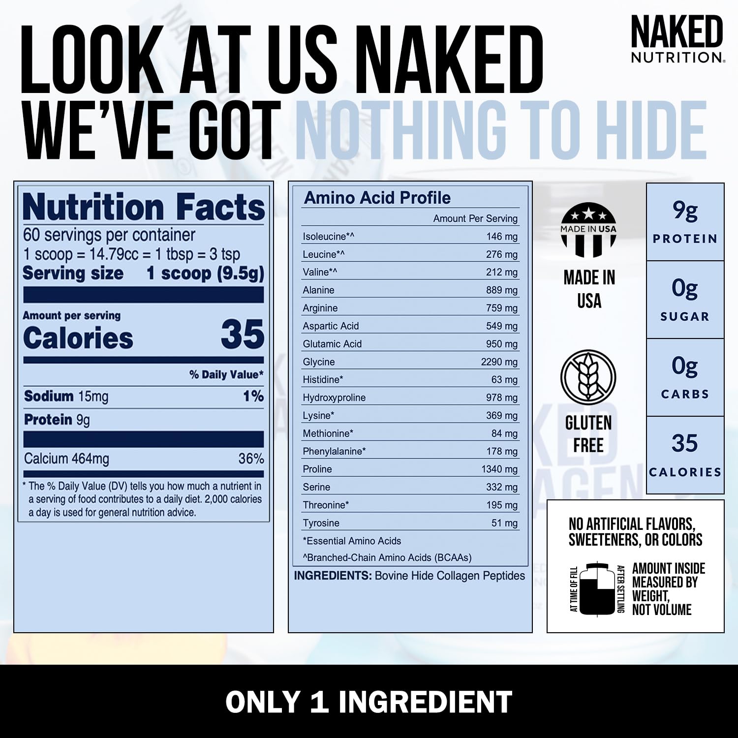 Foto 4 pulgar | Proteína De Péptidos De Colágeno En Polvo Naked 560 Ml, 60 Porciones - Venta Internacional.