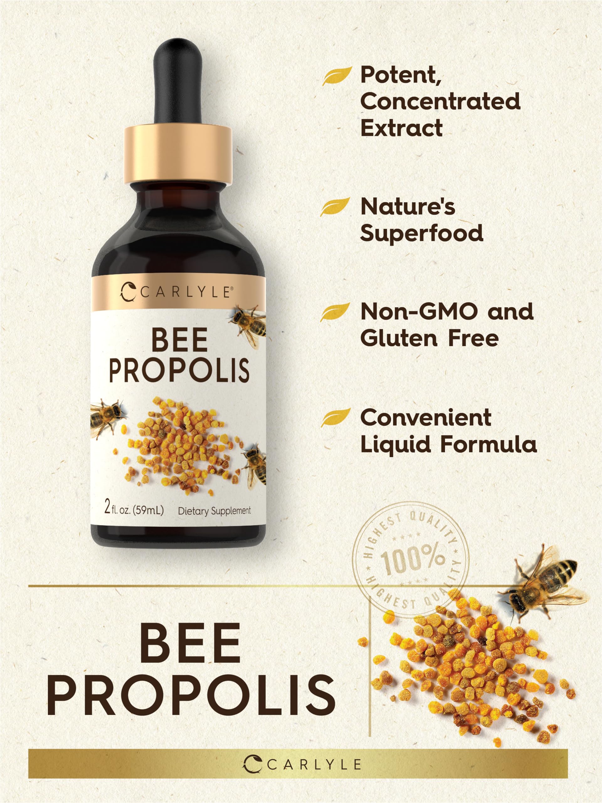 Foto 4 | Gotas De Tintura De Propóleo De Abeja Carlyle, 60 Ml, Extracto Líquido - Venta Internacional.