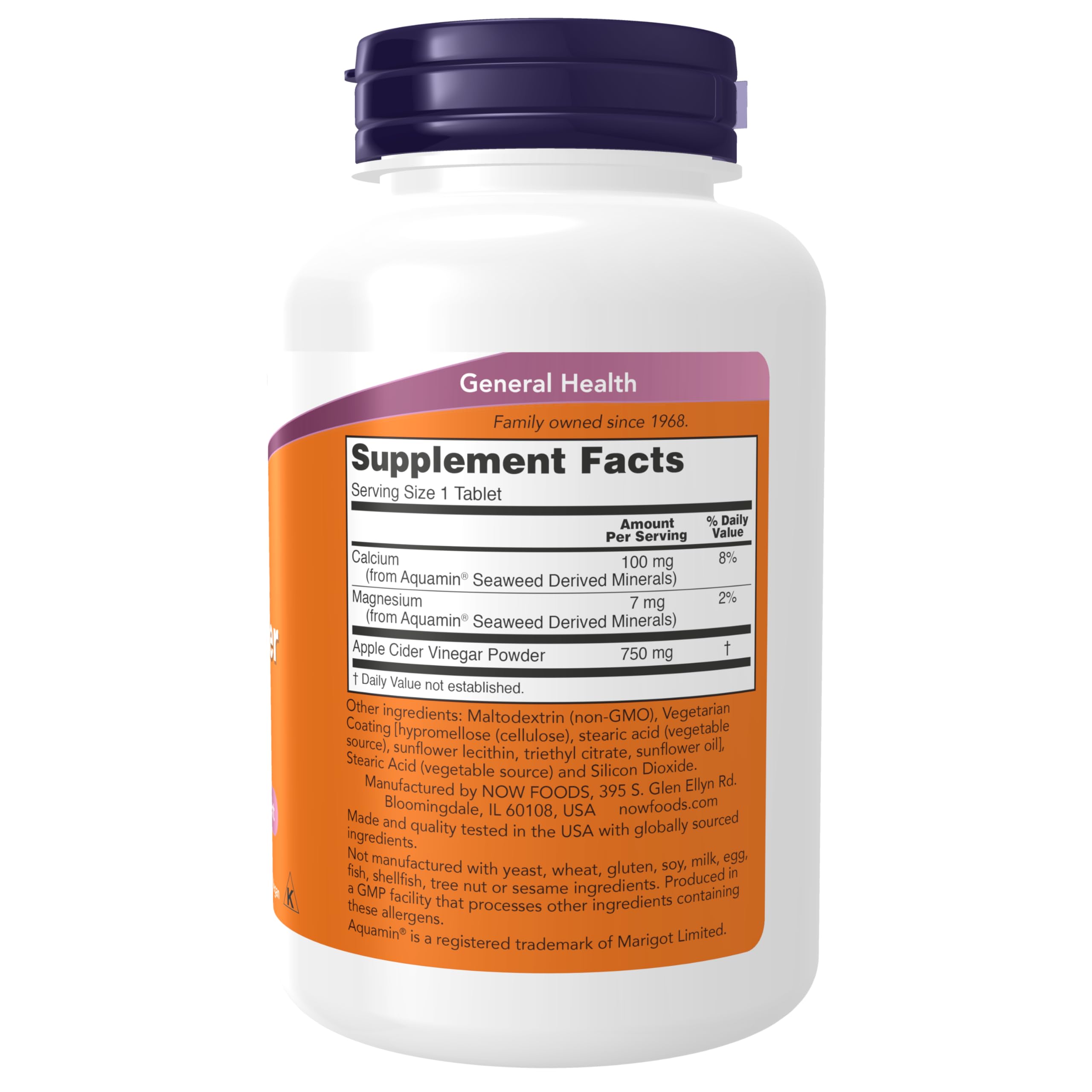 Foto 3 pulgar | Suplementos Now Foods Vinagre De Sidra De Manzana 750 Mg 180 Comprimidos - Venta Internacional.