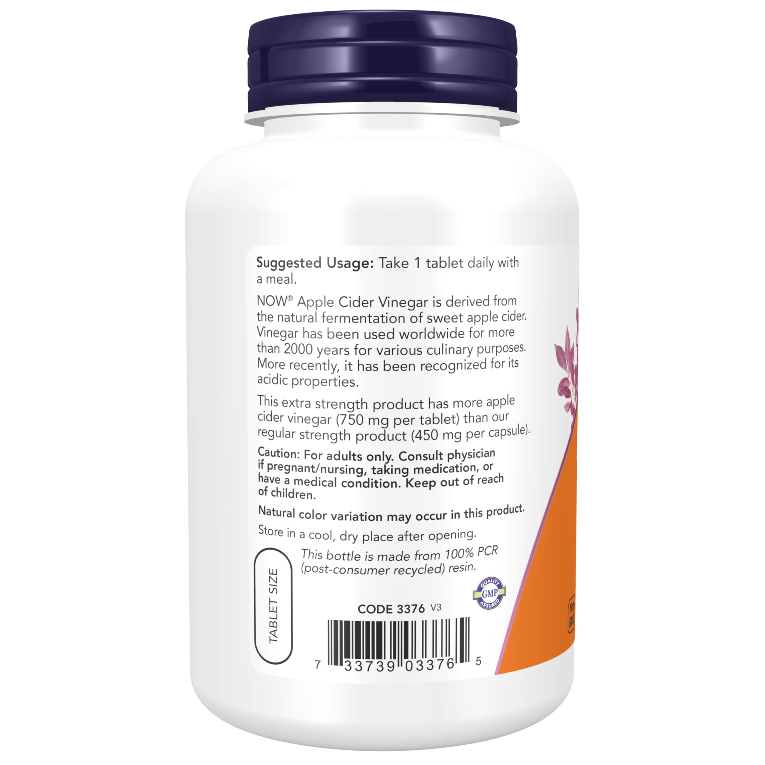 Foto 4 pulgar | Suplementos Now Foods Vinagre De Sidra De Manzana 750 Mg 180 Comprimidos - Venta Internacional.