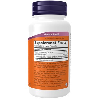 Foto 2 | Suplementos Now Foods Coq10 100 Mg Con Espino Blanco, 90 Cápsulas Vegetales - Venta Internacional.