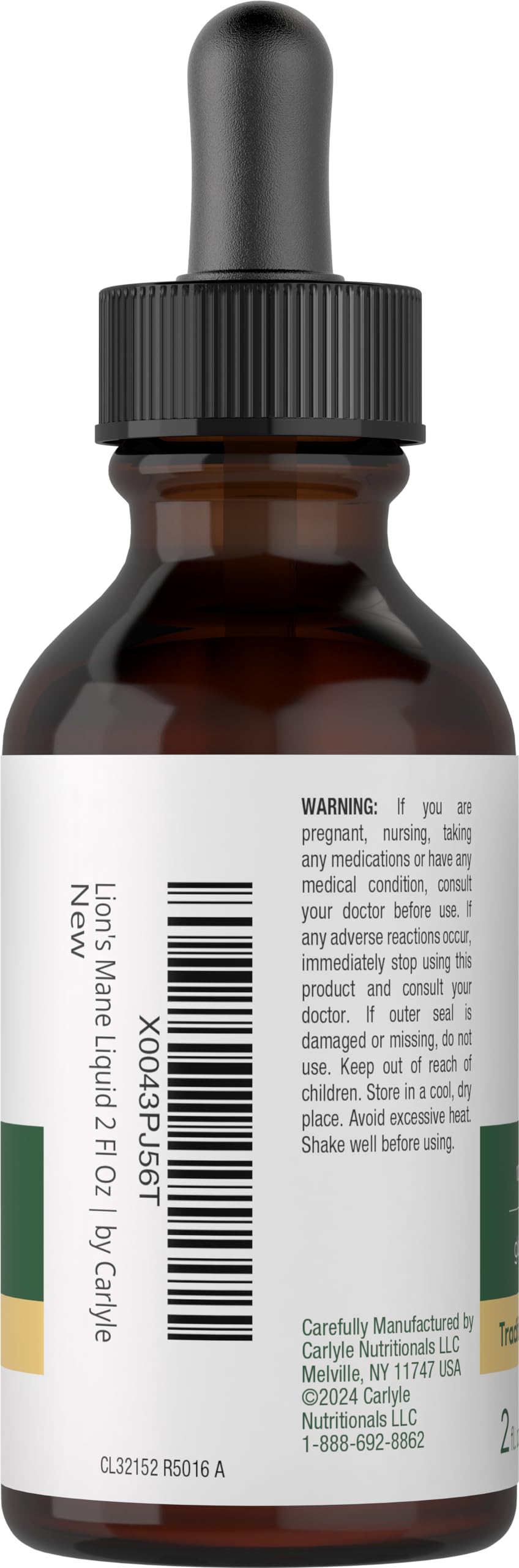 Foto 4 pulgar | Suplemento De Extracto Líquido Carlyle Lion's Mane Mushroom, 60 Ml - Venta Internacional.