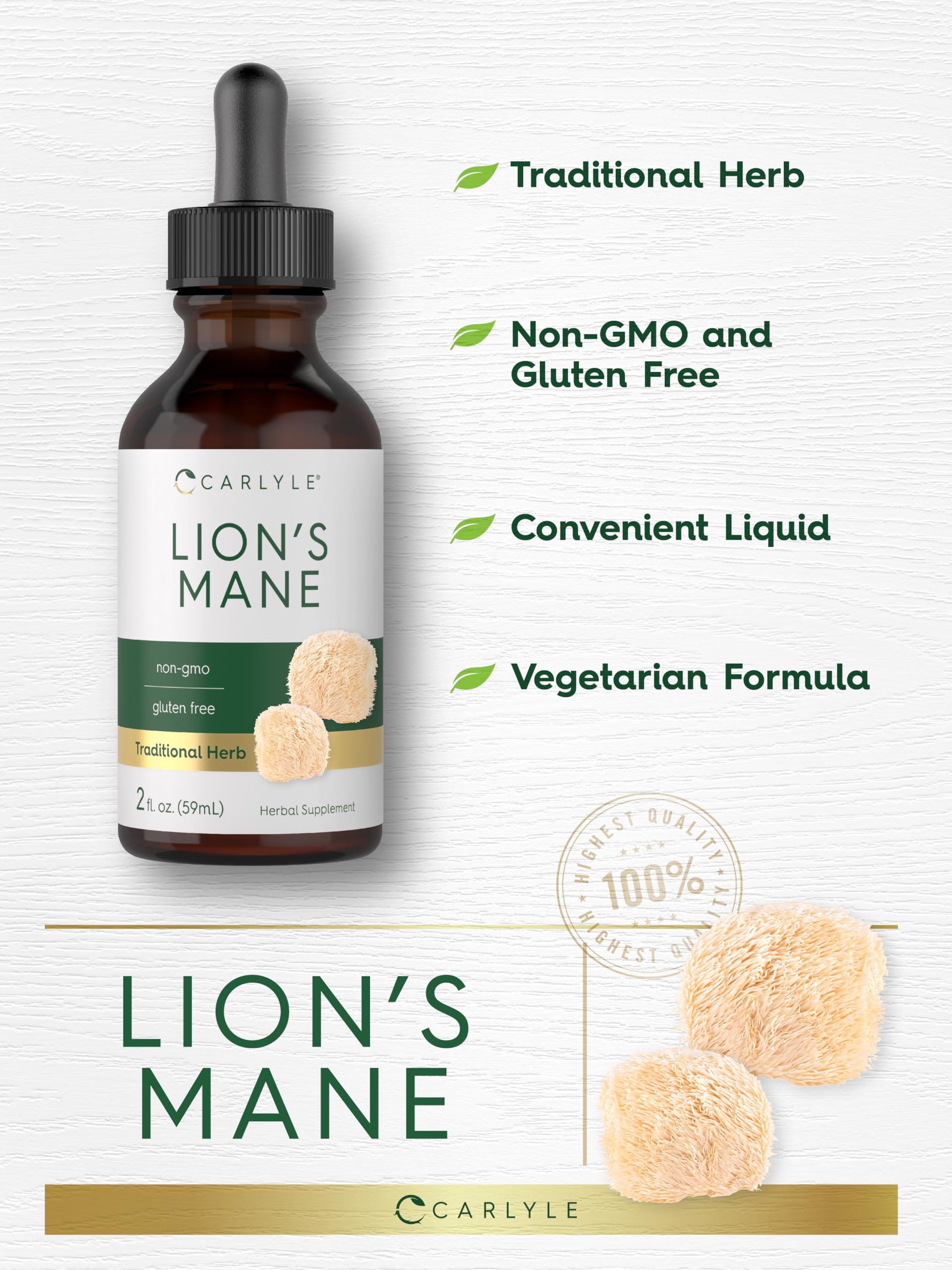 Foto 5 pulgar | Suplemento De Extracto Líquido Carlyle Lion's Mane Mushroom, 60 Ml - Venta Internacional.