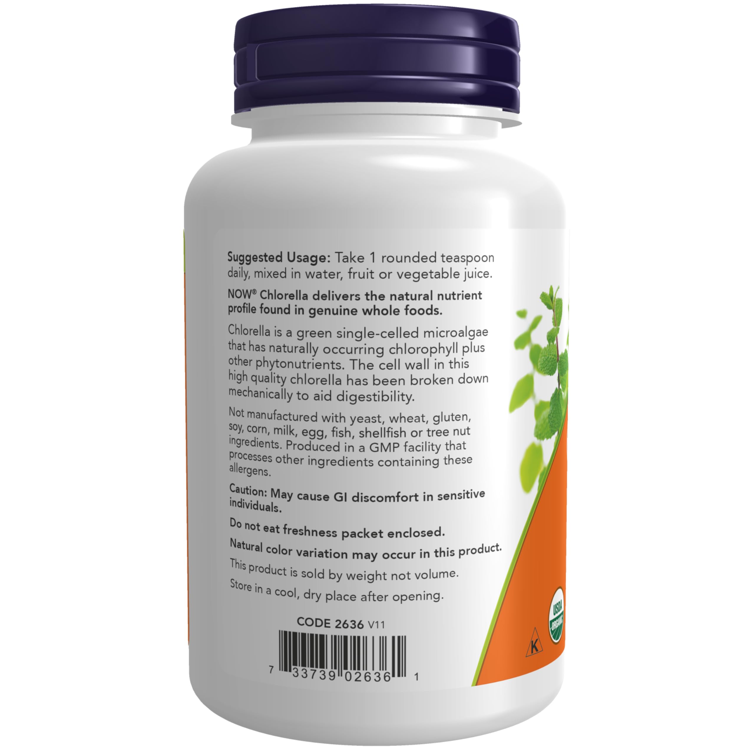 Foto 4 pulgar | Polvo De Clorella Orgánica Supplements Now Foods, 120 Ml - Venta Internacional.