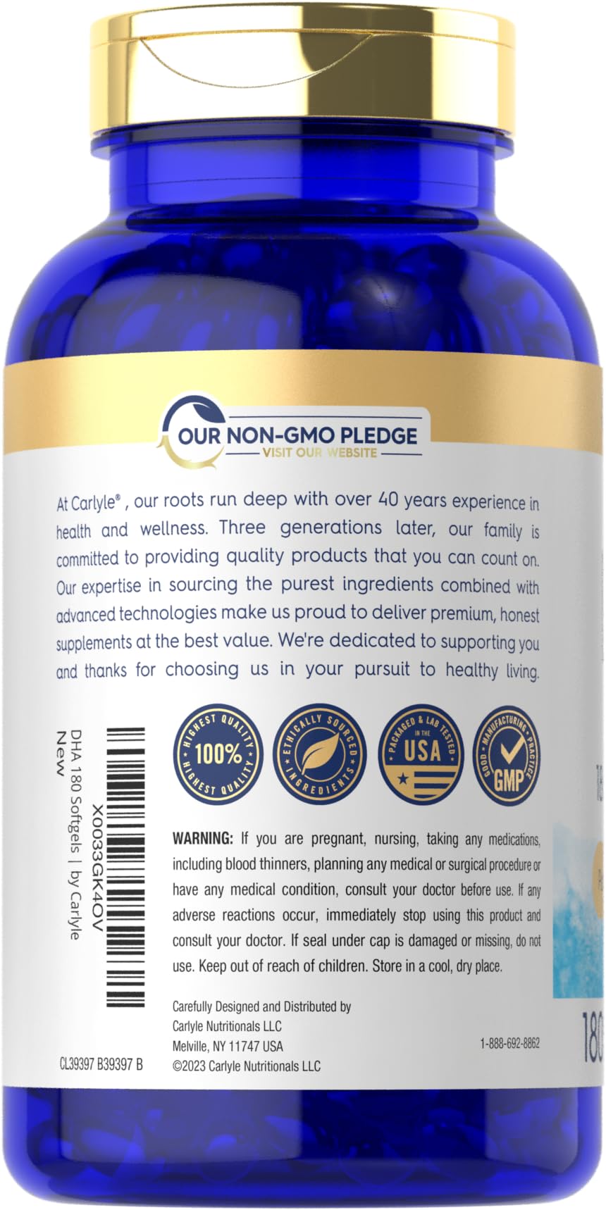 Foto 4 pulgar | Suplemento Carlyle Dha 1500 Mg 180 Cápsulas Blandas De Omega-3 Sin Ogm - Venta Internacional.