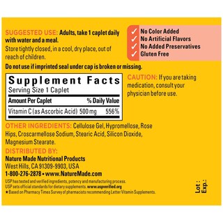 Foto 2 | Suplemento De Vitamina C Nature Made De 500 Mg Con Rosa Mosqueta, 130 Unidades - Venta Internacional.