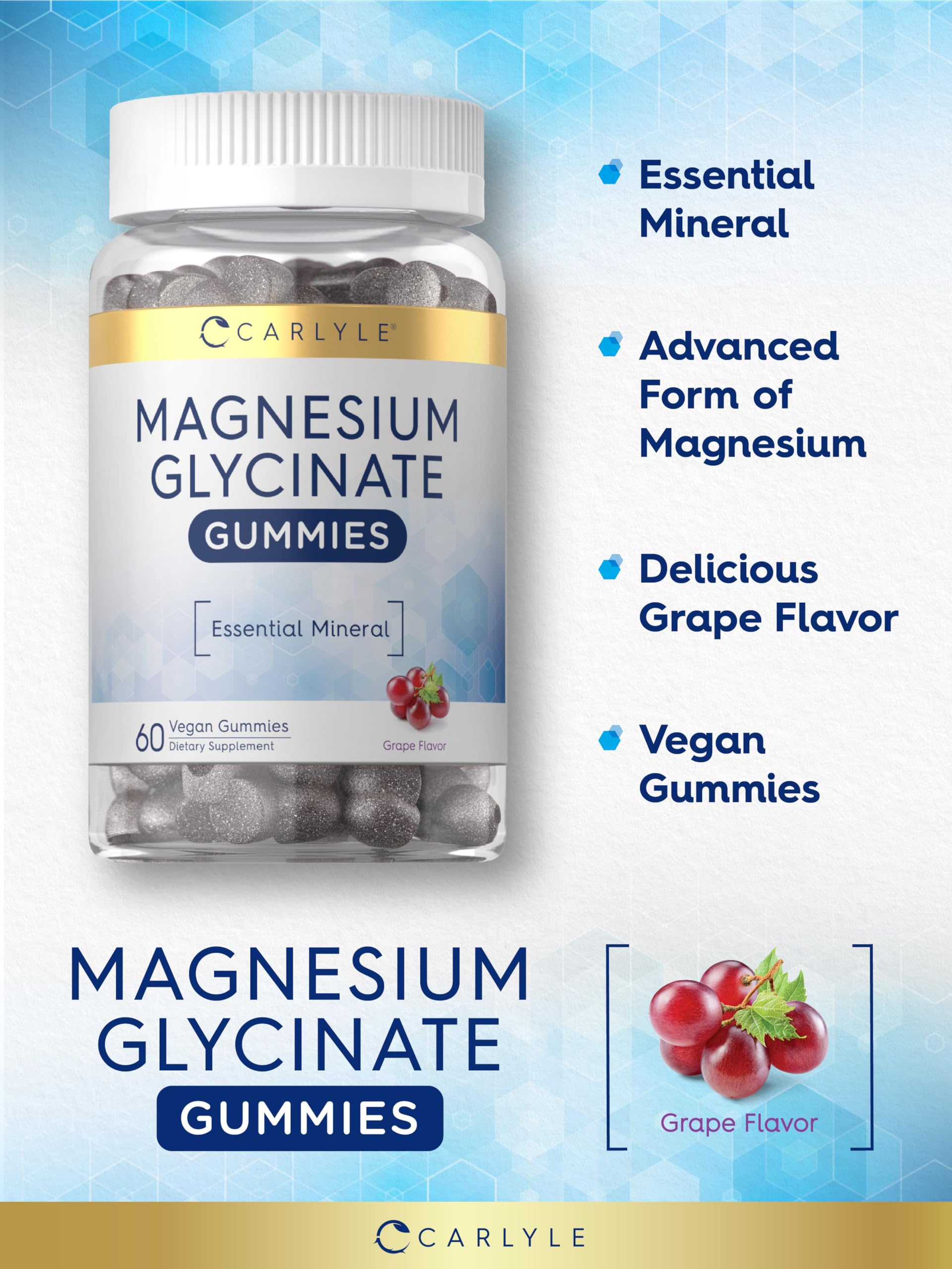 Foto 5 pulgar | Gomitas De Glicinato De Magnesio Supplement Carlyle, 60 Unidades - Venta Internacional.