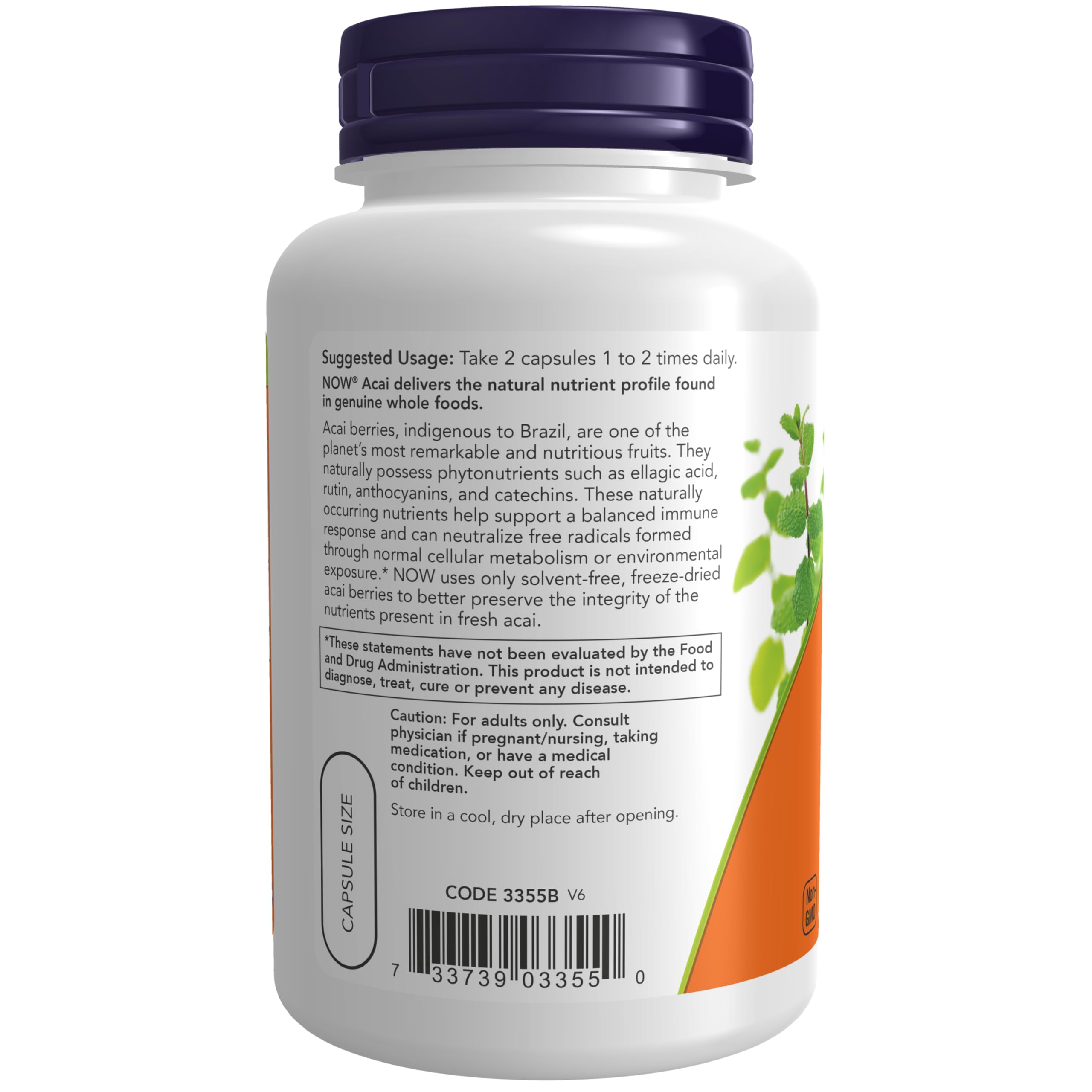 Foto 4 pulgar | Supplements Now Foods Acai 500 Mg Liofilizado, 100 Cápsulas Vegetales - Venta Internacional.