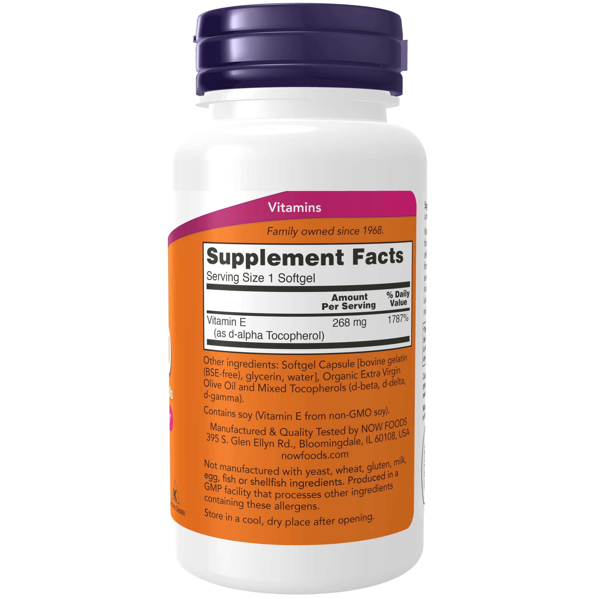 Foto 2 | Suplemento Now Foods Vitamina E-400 Ui Mezcla de Tocoferoles 100 Cápsulas  - Venta Internacional