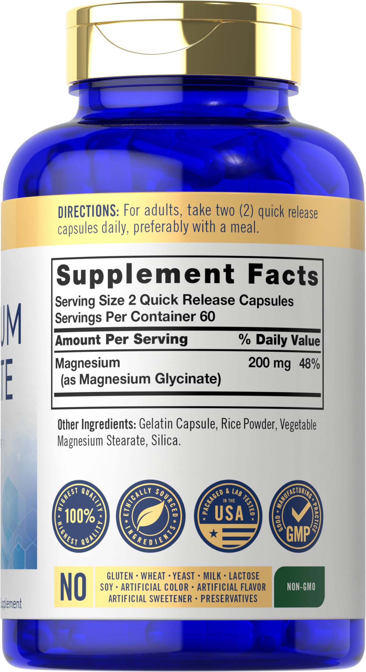 Foto 2 | Suplemento De Glicinato De Magnesio Carlyle 200 Mg 120 Cápsulas - Venta Internacional.
