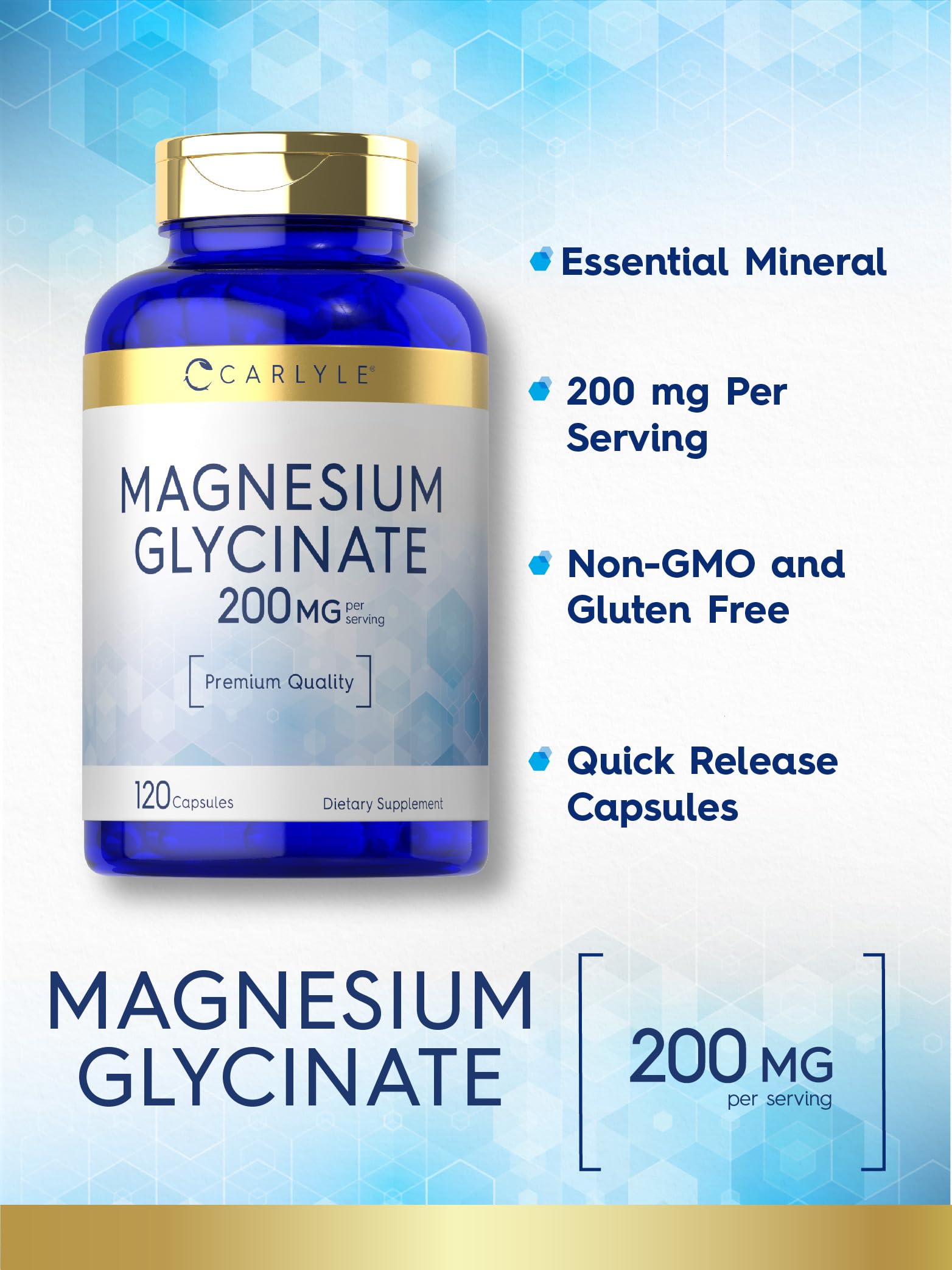 Foto 5 pulgar | Suplemento De Glicinato De Magnesio Carlyle 200 Mg 120 Cápsulas - Venta Internacional.