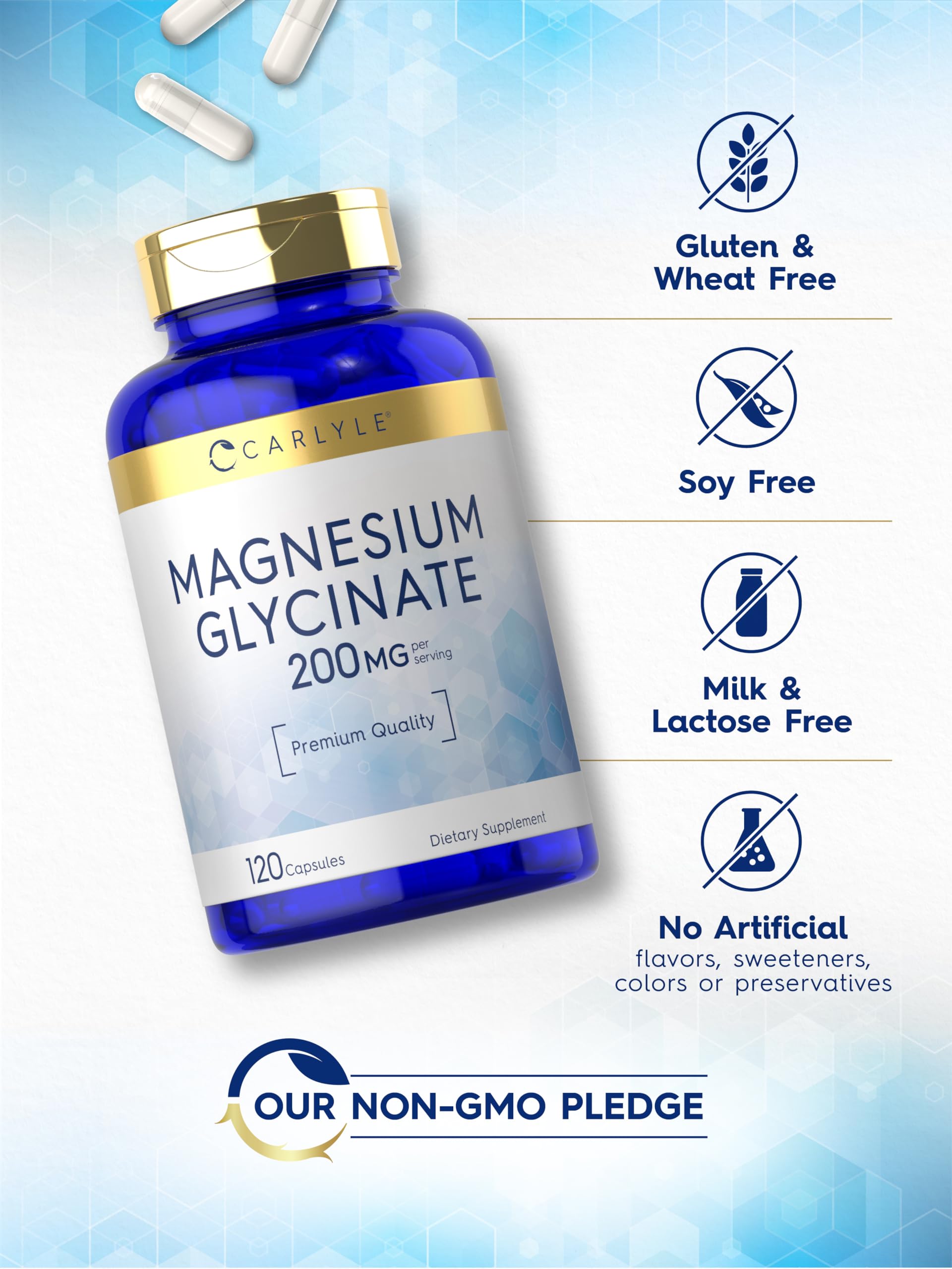 Foto 6 pulgar | Suplemento De Glicinato De Magnesio Carlyle 200 Mg 120 Cápsulas - Venta Internacional.