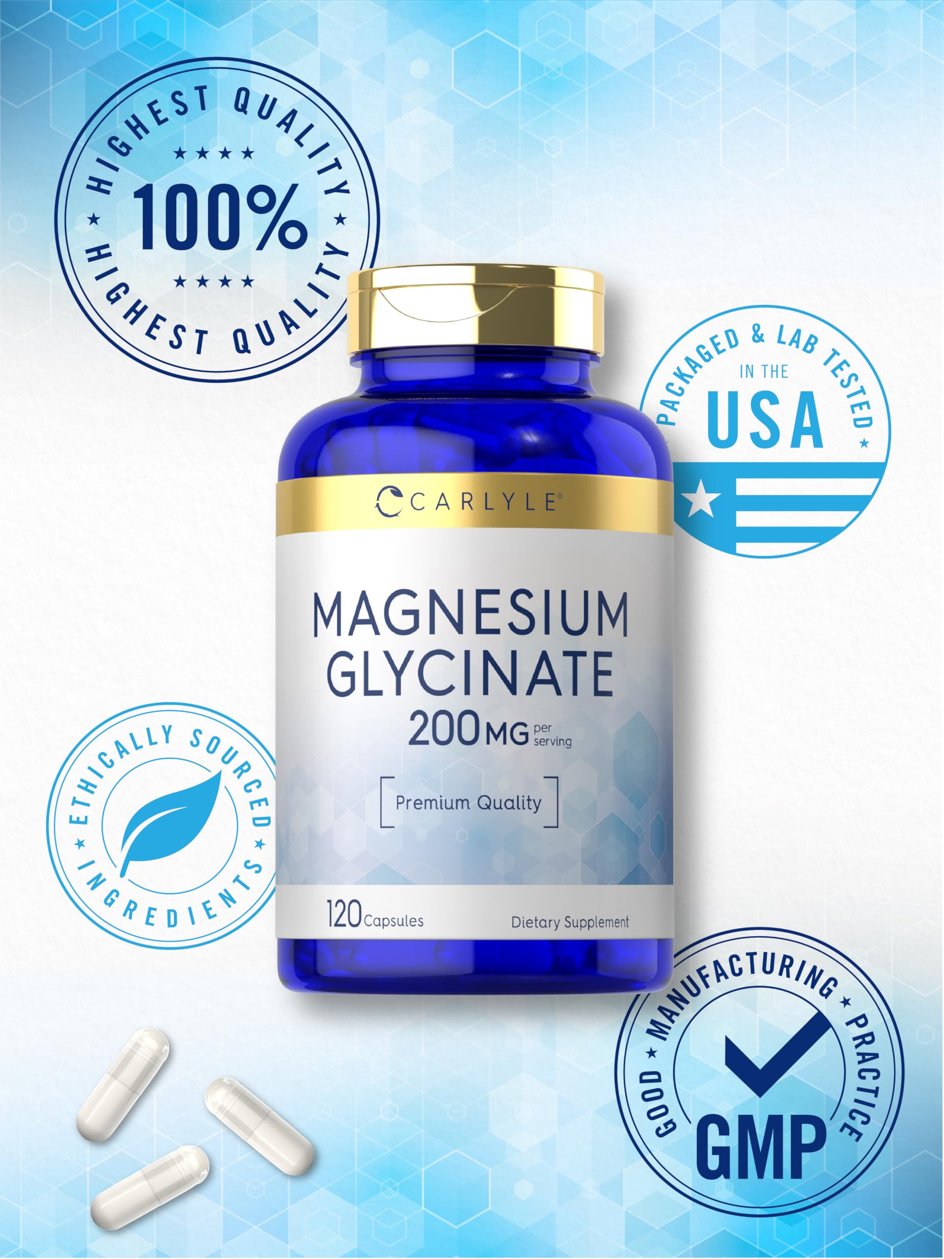 Foto 7 pulgar | Suplemento De Glicinato De Magnesio Carlyle 200 Mg 120 Cápsulas - Venta Internacional.