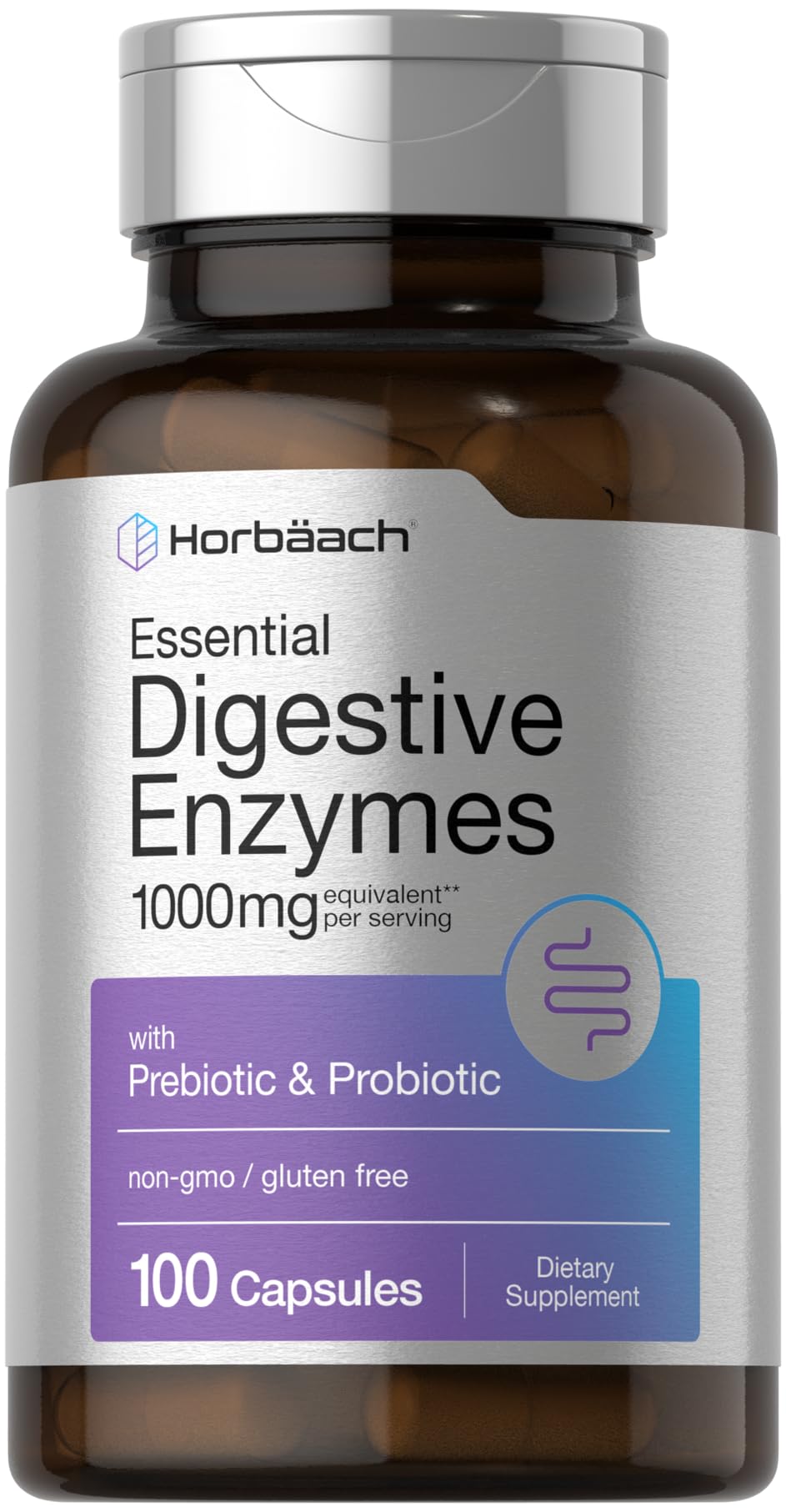 Foto 2 pulgar | Suplemento Horbäach Essential Digestive Enzymes 100 Cápsulas - Venta Internacional.