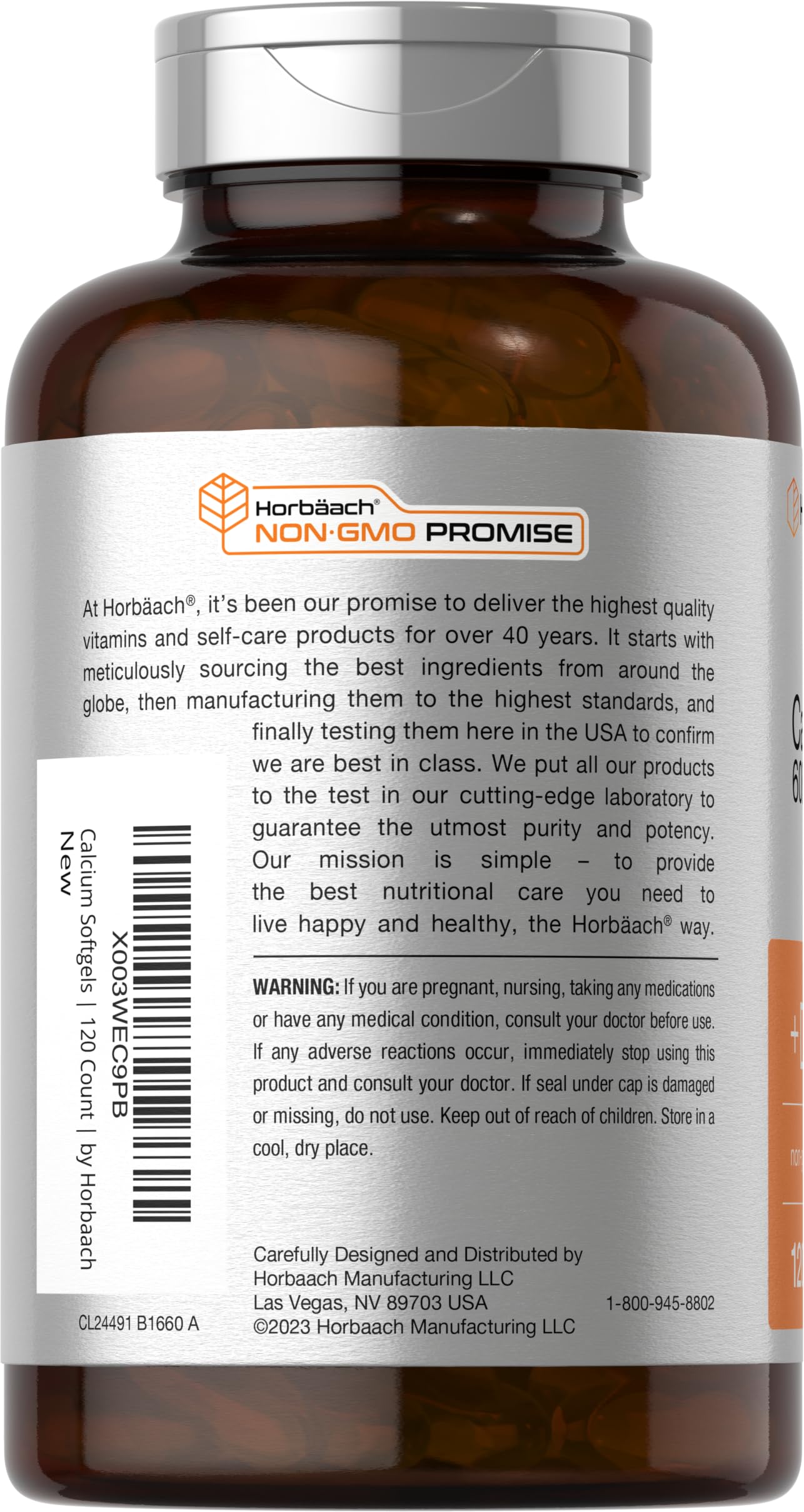 Foto 4 pulgar | Suplemento De Calcio Horbäach 600 Mg Con Vitamina D3 120 Cápsulas Blandas - Venta Internacional.