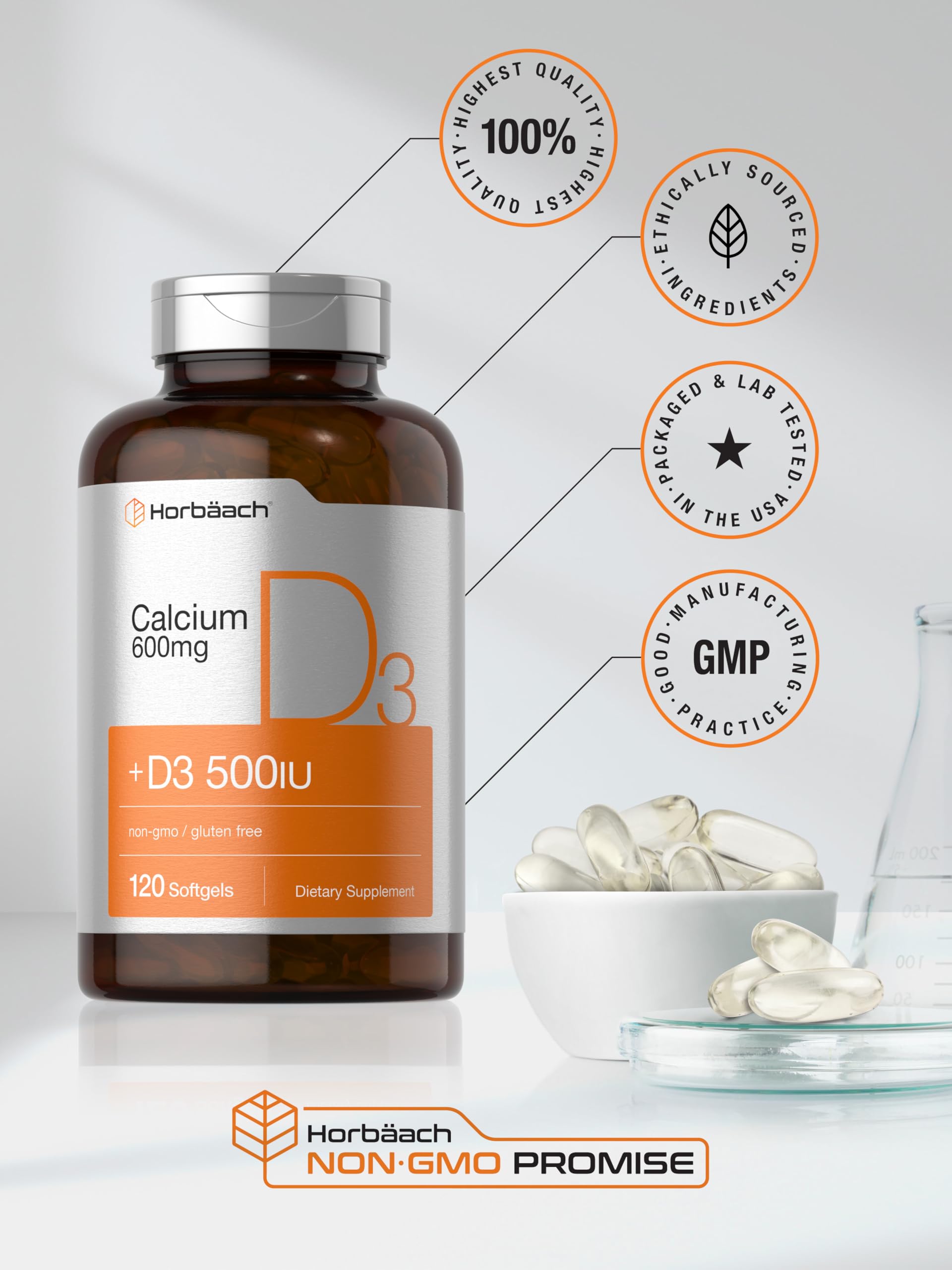 Foto 7 pulgar | Suplemento De Calcio Horbäach 600 Mg Con Vitamina D3 120 Cápsulas Blandas - Venta Internacional.