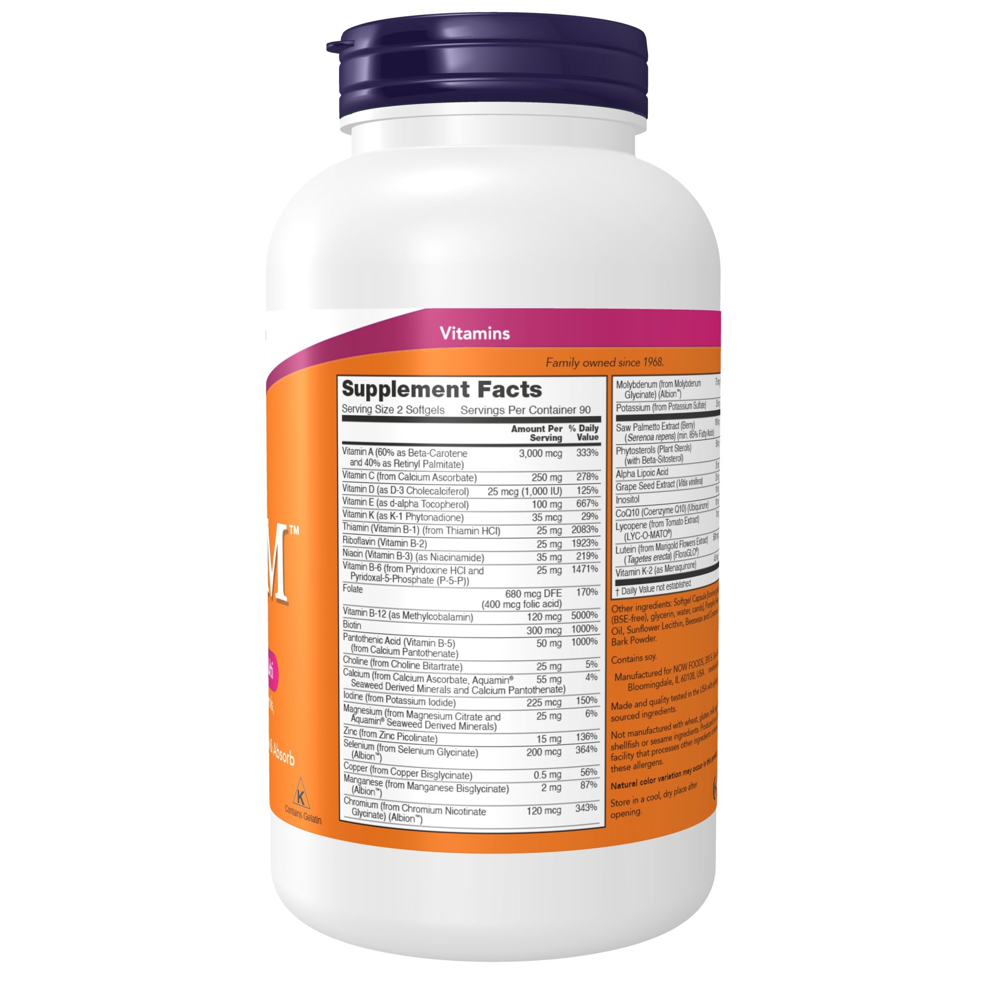 Foto 3 pulgar | Suplementos Now Foods Adam Multivitamínico Para Hombres, 180 Cápsulas Blandas - Venta Internacional.