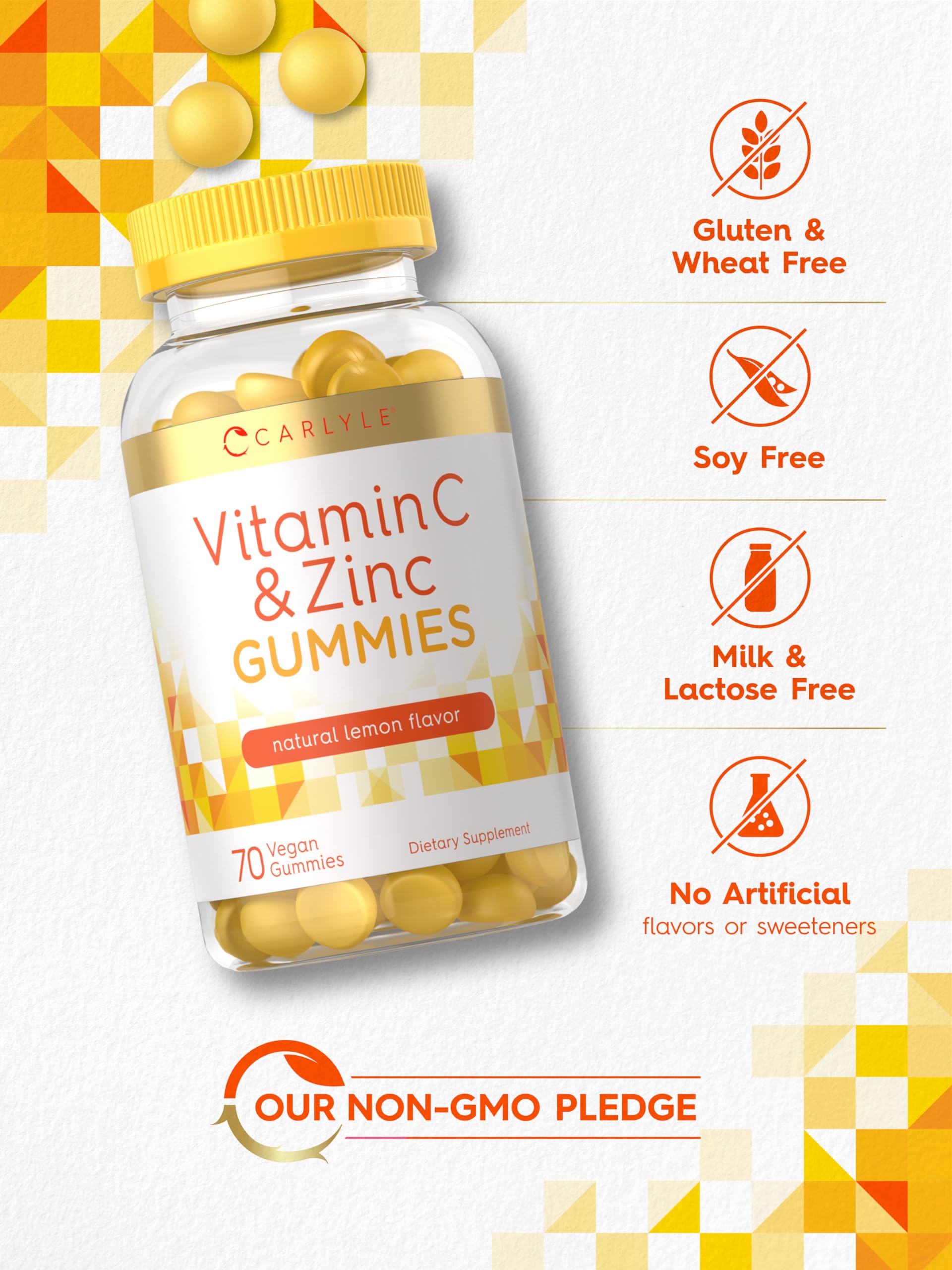 Foto 6 pulgar | Suplemento Carlyle: Gomitas De Vitamina C Y Zinc, 70 Unidades - Venta Internacional.