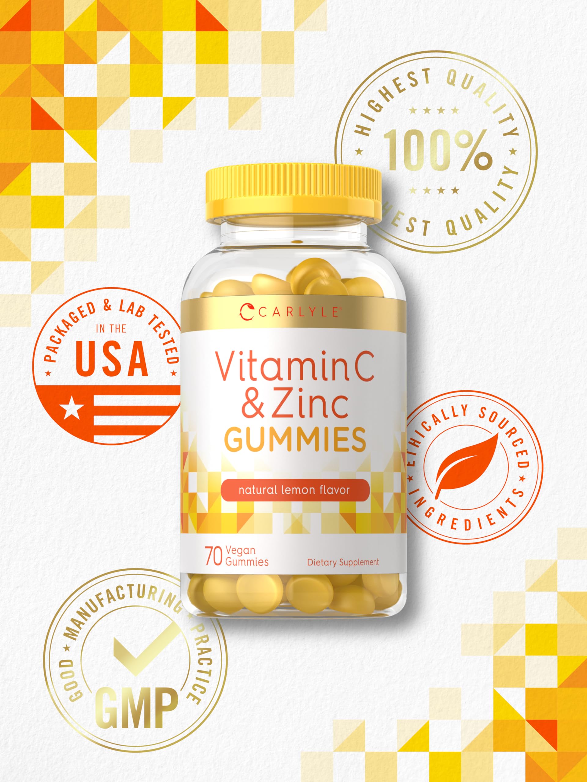 Foto 6 | Suplemento Carlyle: Gomitas De Vitamina C Y Zinc, 70 Unidades - Venta Internacional.