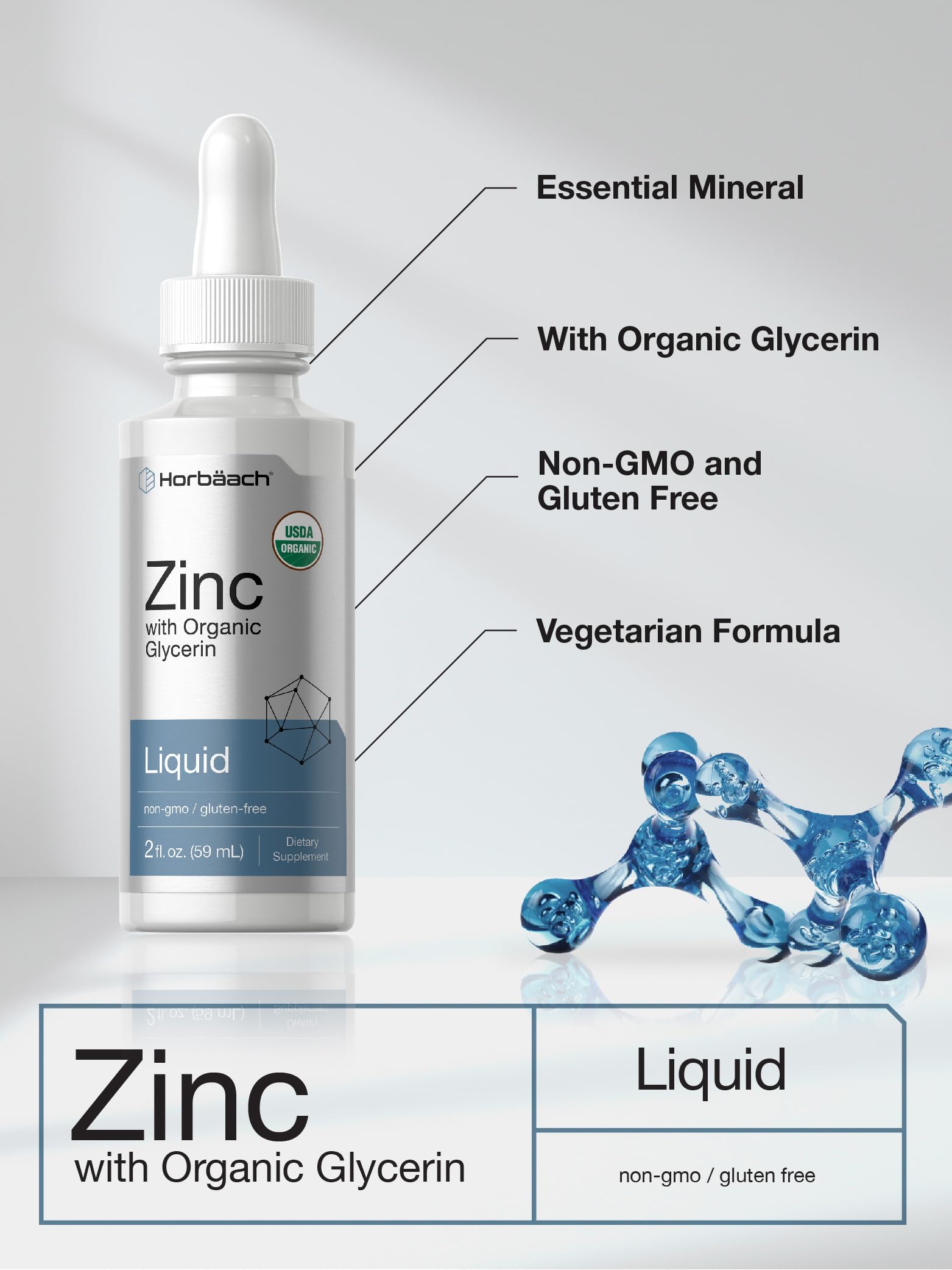 Foto 5 pulgar | Suplemento Horbäach Zinc Liquid Drops 60 Ml Con 8 Mg De Zinc - Venta Internacional.