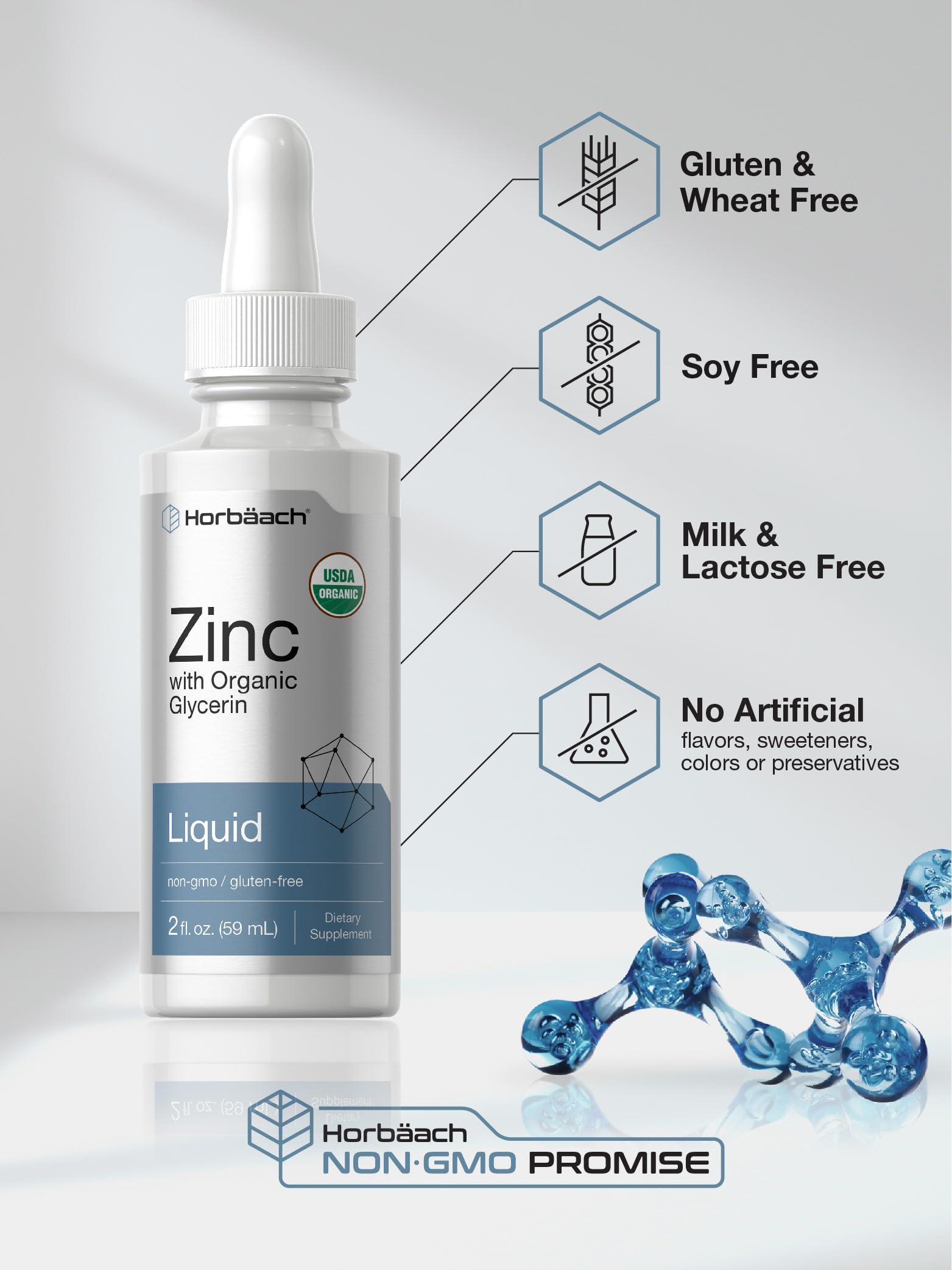 Foto 6 pulgar | Suplemento Horbäach Zinc Liquid Drops 60 Ml Con 8 Mg De Zinc - Venta Internacional.