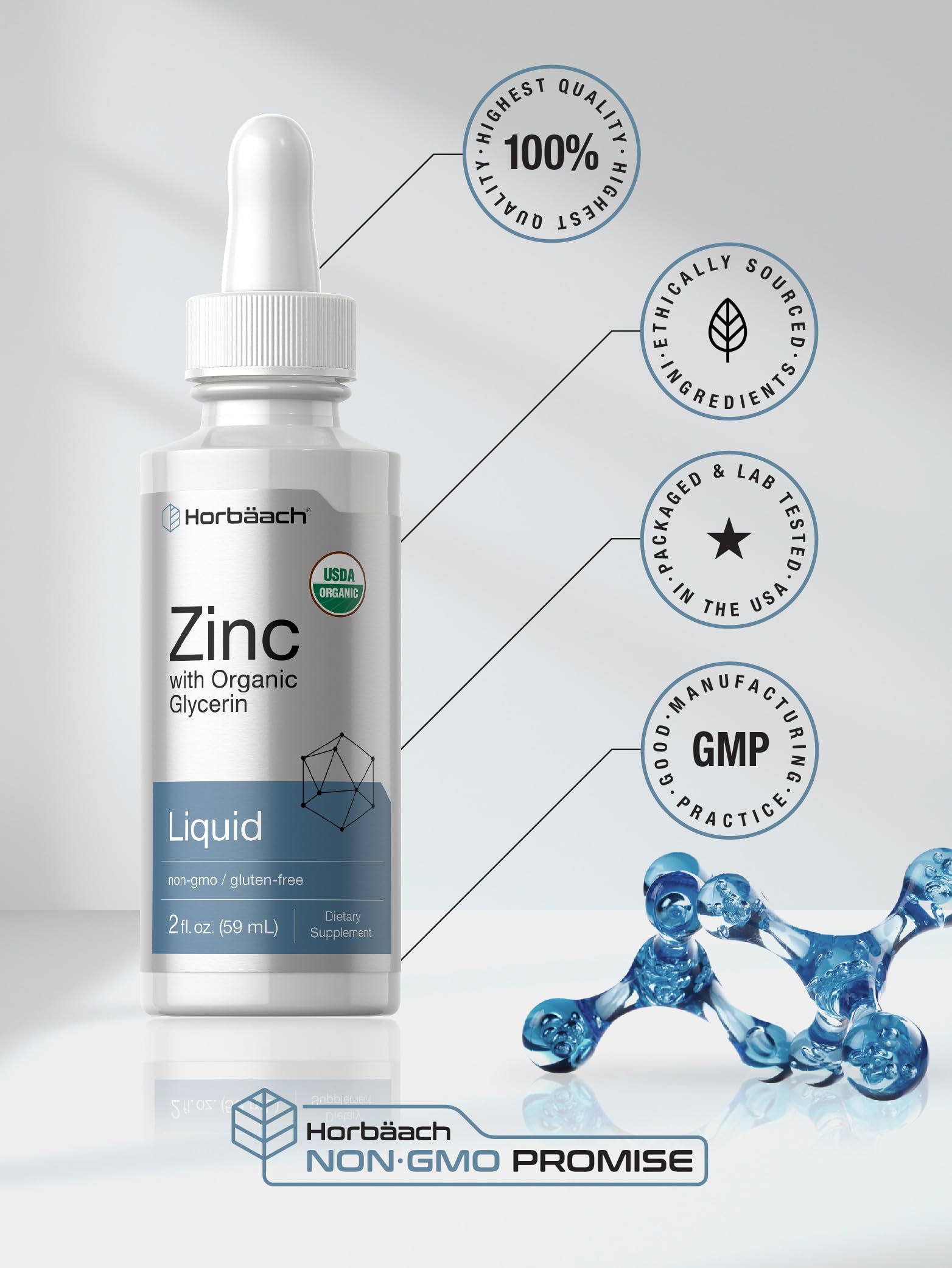 Foto 7 pulgar | Suplemento Horbäach Zinc Liquid Drops 60 Ml Con 8 Mg De Zinc - Venta Internacional.