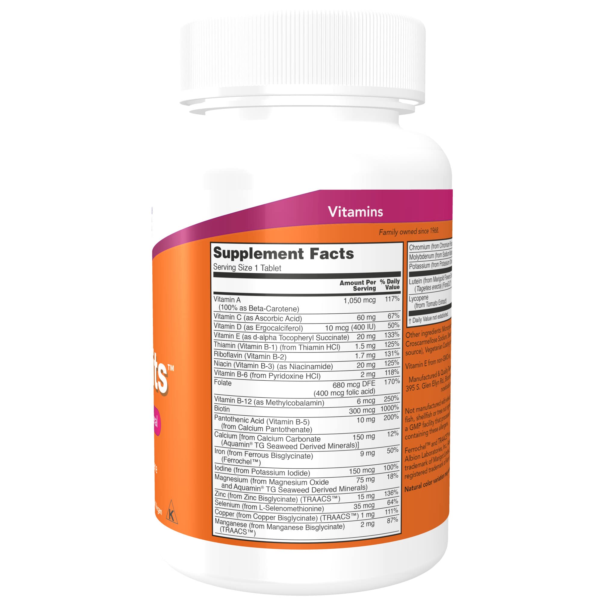 Foto 3 pulgar | Suplementos Now Foods Daily Vits™ 100 Comprimidos Con Luteína Y Luteína - Venta Internacional.