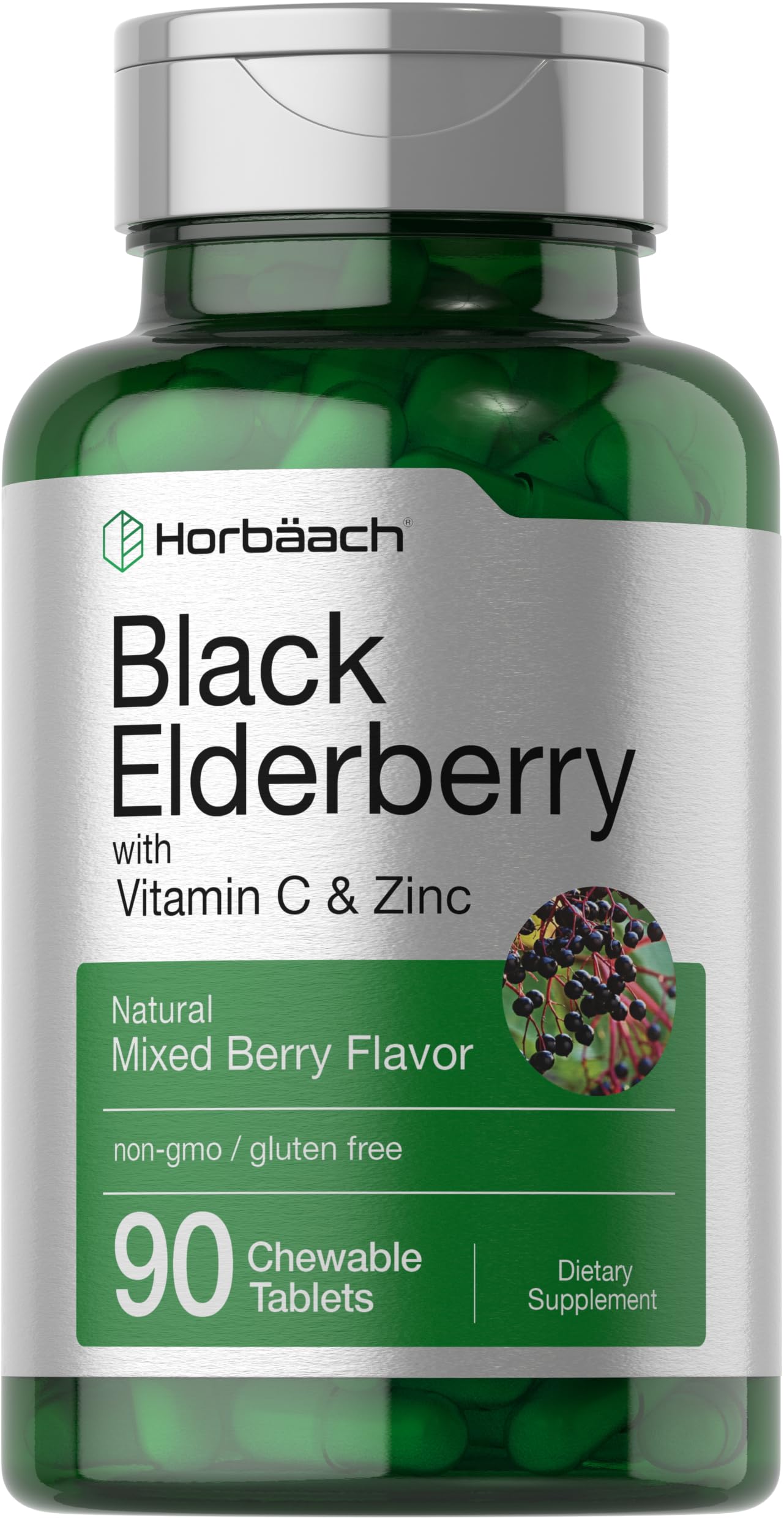 Tabletas Masticables Horbaach Sambucus Elderberry 90 Unidades - Venta Internacional.