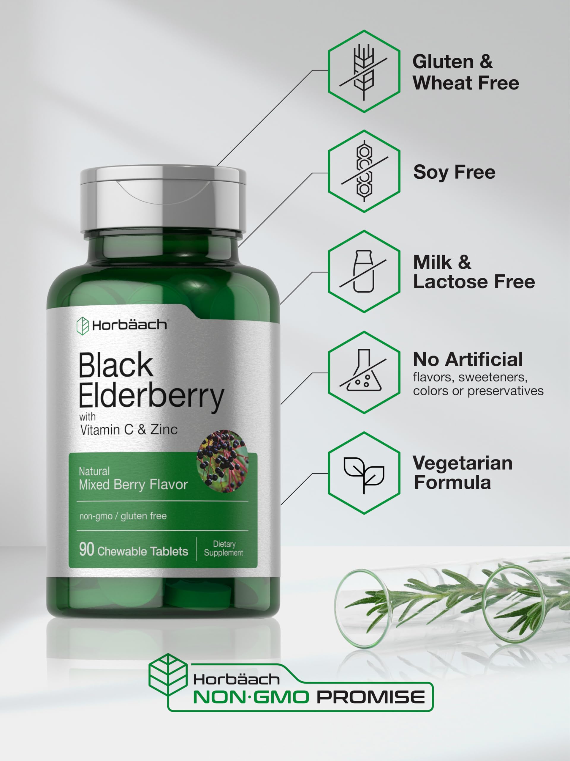 Foto 6 pulgar | Tabletas Masticables Horbaach Sambucus Elderberry 90 Unidades - Venta Internacional.