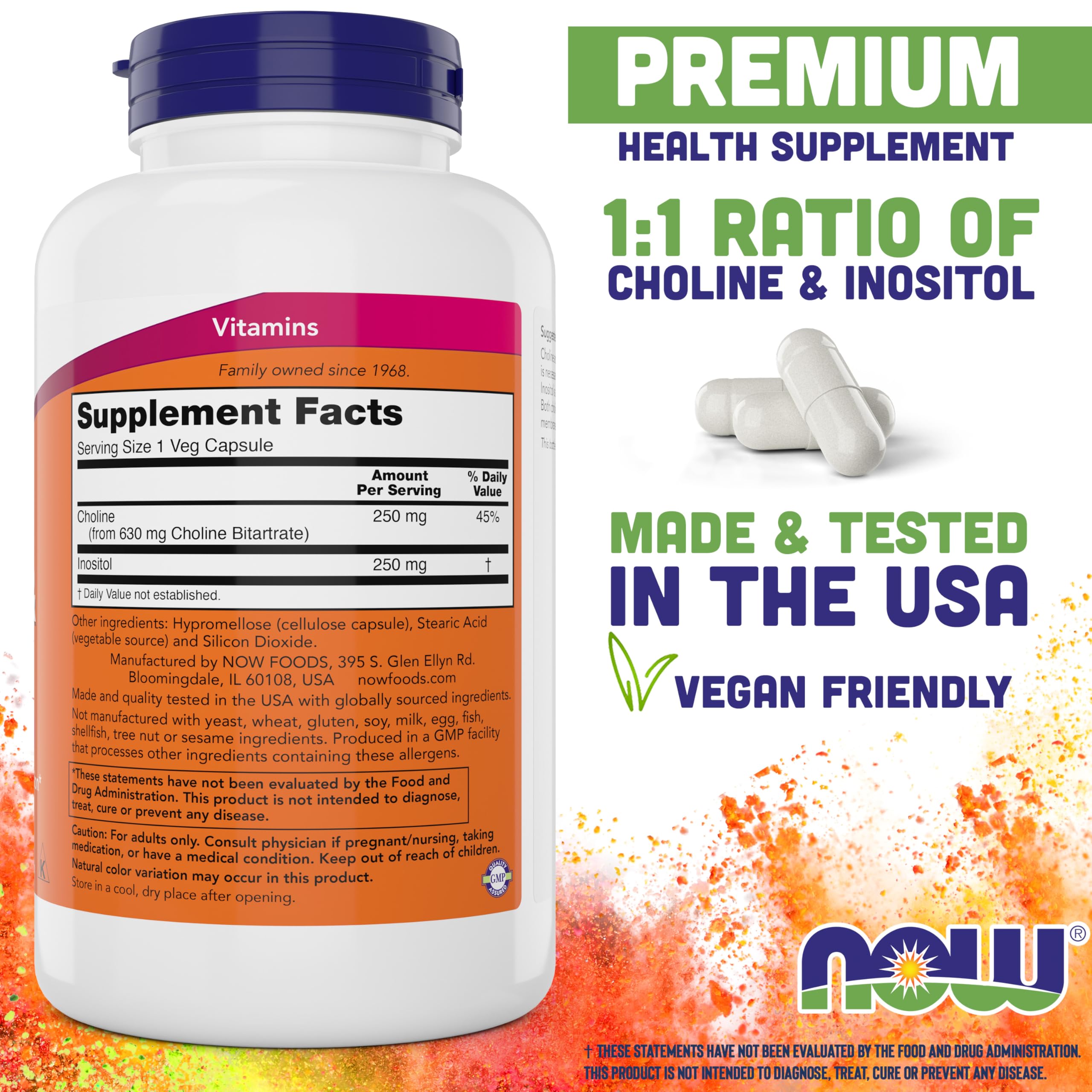 Foto 3 pulgar | Supplement Now Foods, 180 Cápsulas Vegetarianas De Colina E Inositol - Venta Internacional.