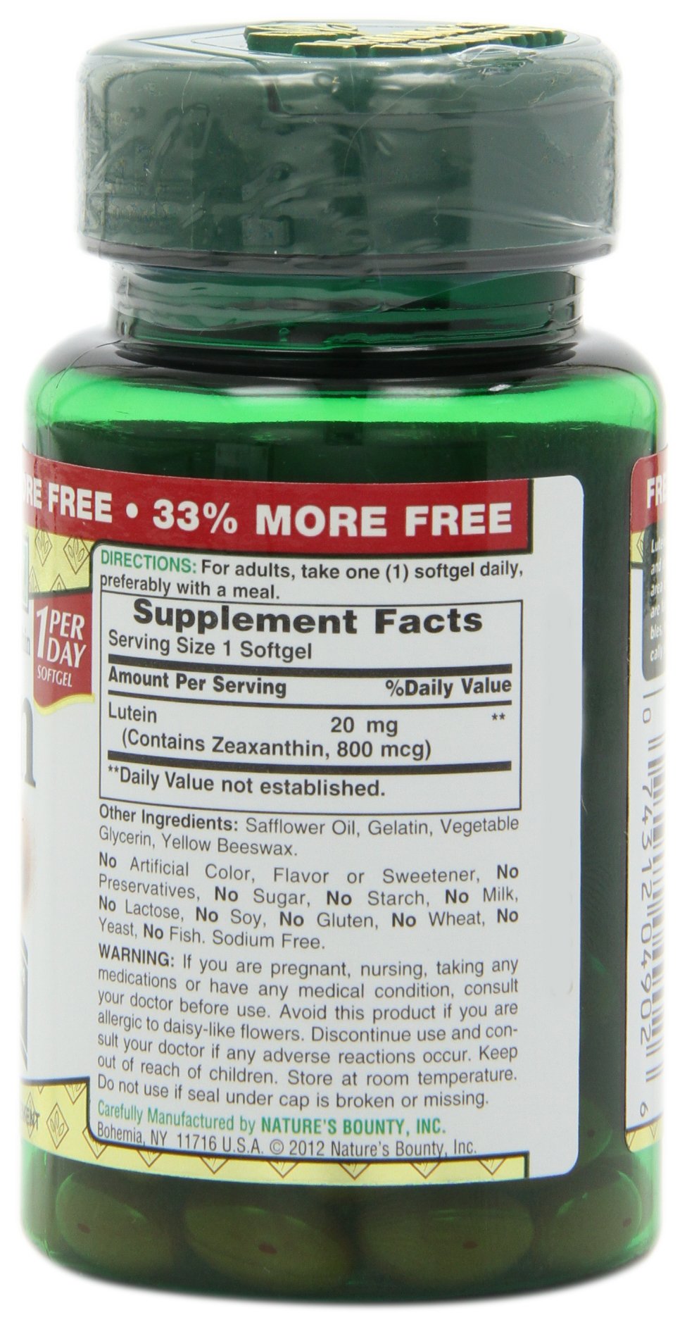 Foto 3 pulgar | Suplemento Nature's Bounty Lutein 20 Mg 40 Cápsulas Blandas (paquete De 2) - Venta Internacional.
