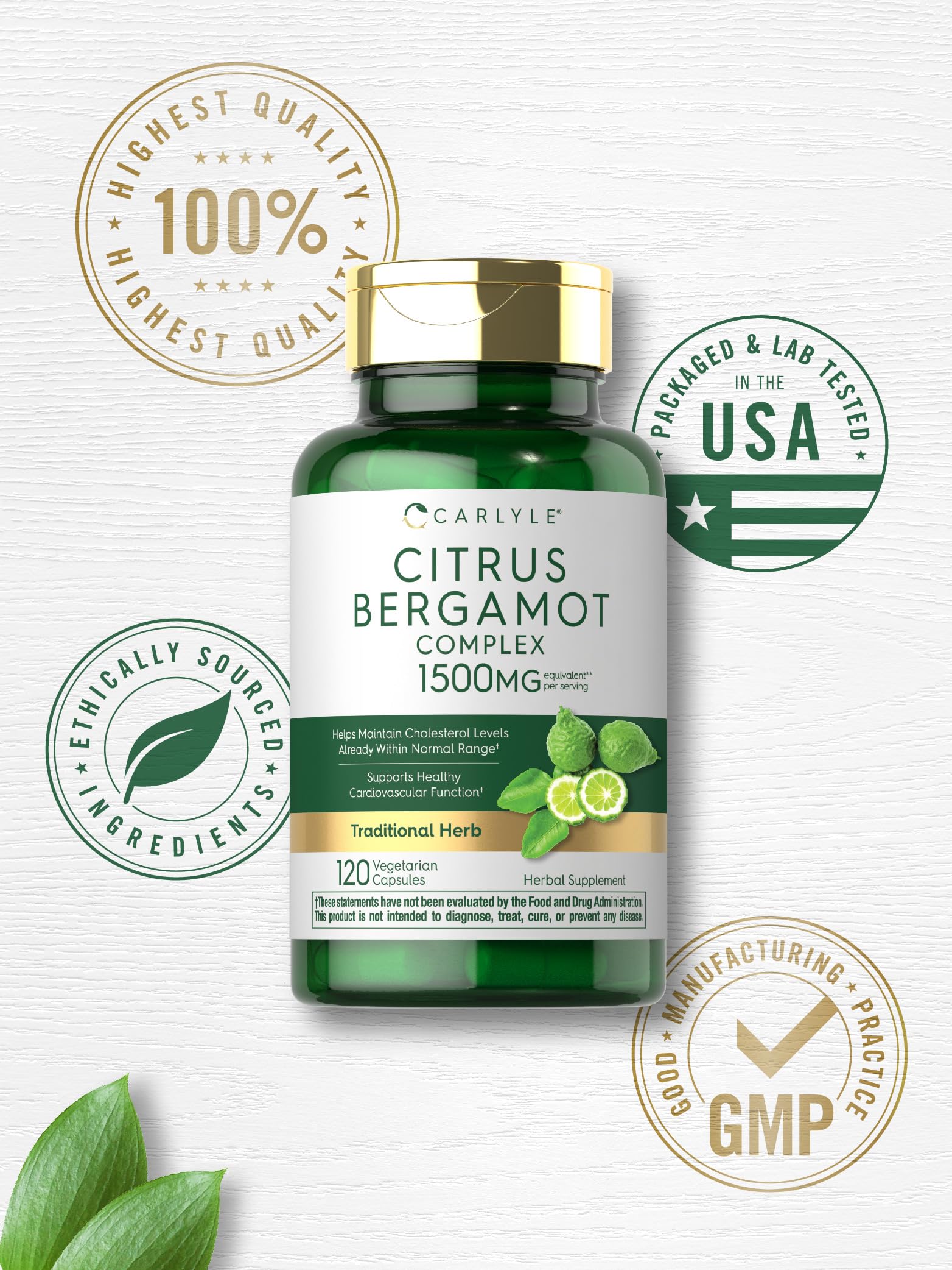 Foto 7 pulgar | Suplemento Carlyle Citrus Bergamot Complex 1500 Mg 120 Cápsulas - Venta Internacional.
