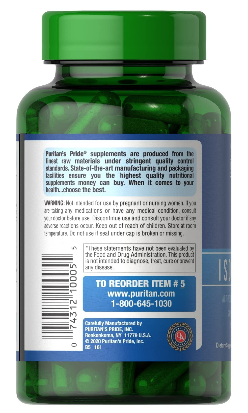 Foto 2 | Suplemento De Isoflavonas De Soja Puritan's Pride, 750 Mg, 120 Cápsulas - Venta Internacional.