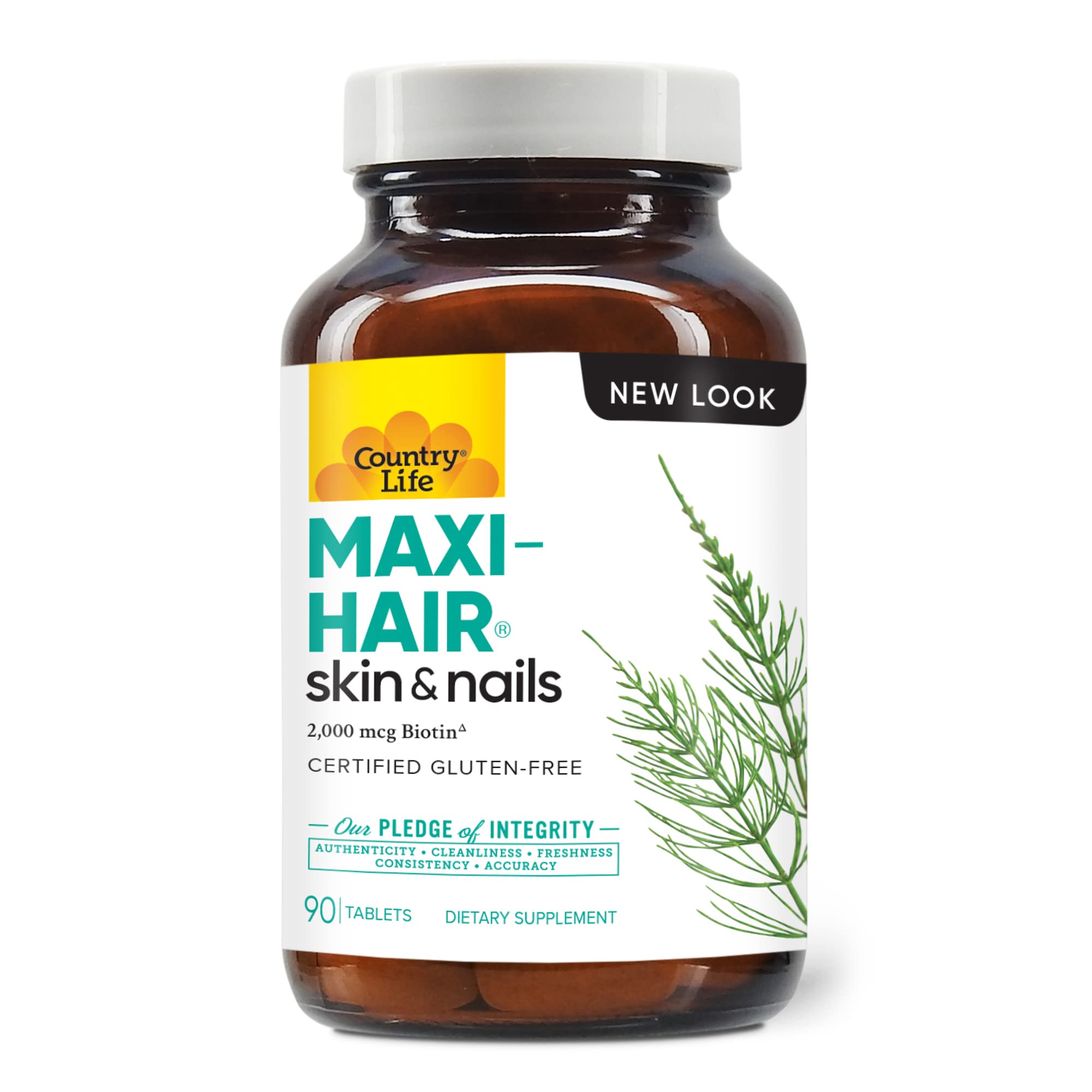 Foto 2 pulgar | Suplemento Country Life Maxi-hair 2000 Mcg De Biotina 90 Comprimidos - Venta Internacional.