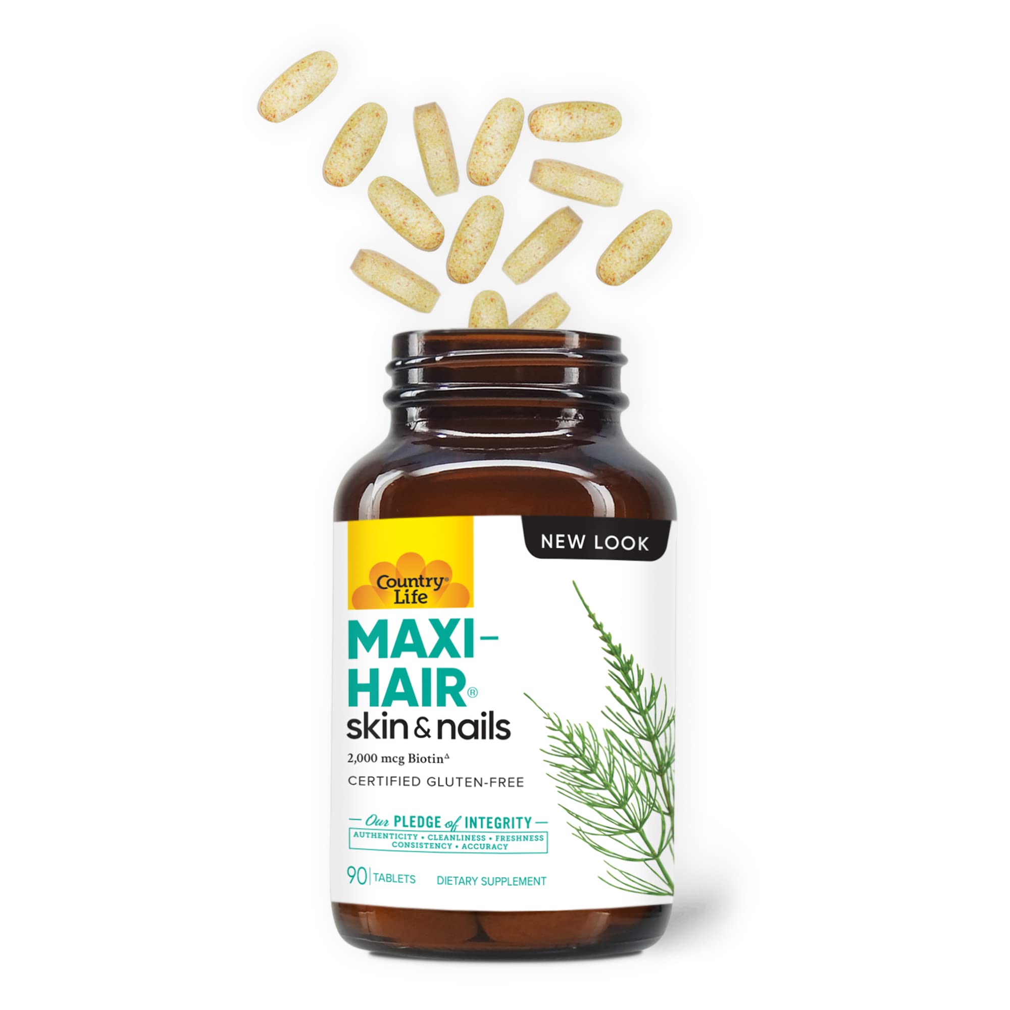Foto 4 pulgar | Suplemento Country Life Maxi-hair 2000 Mcg De Biotina 90 Comprimidos - Venta Internacional.