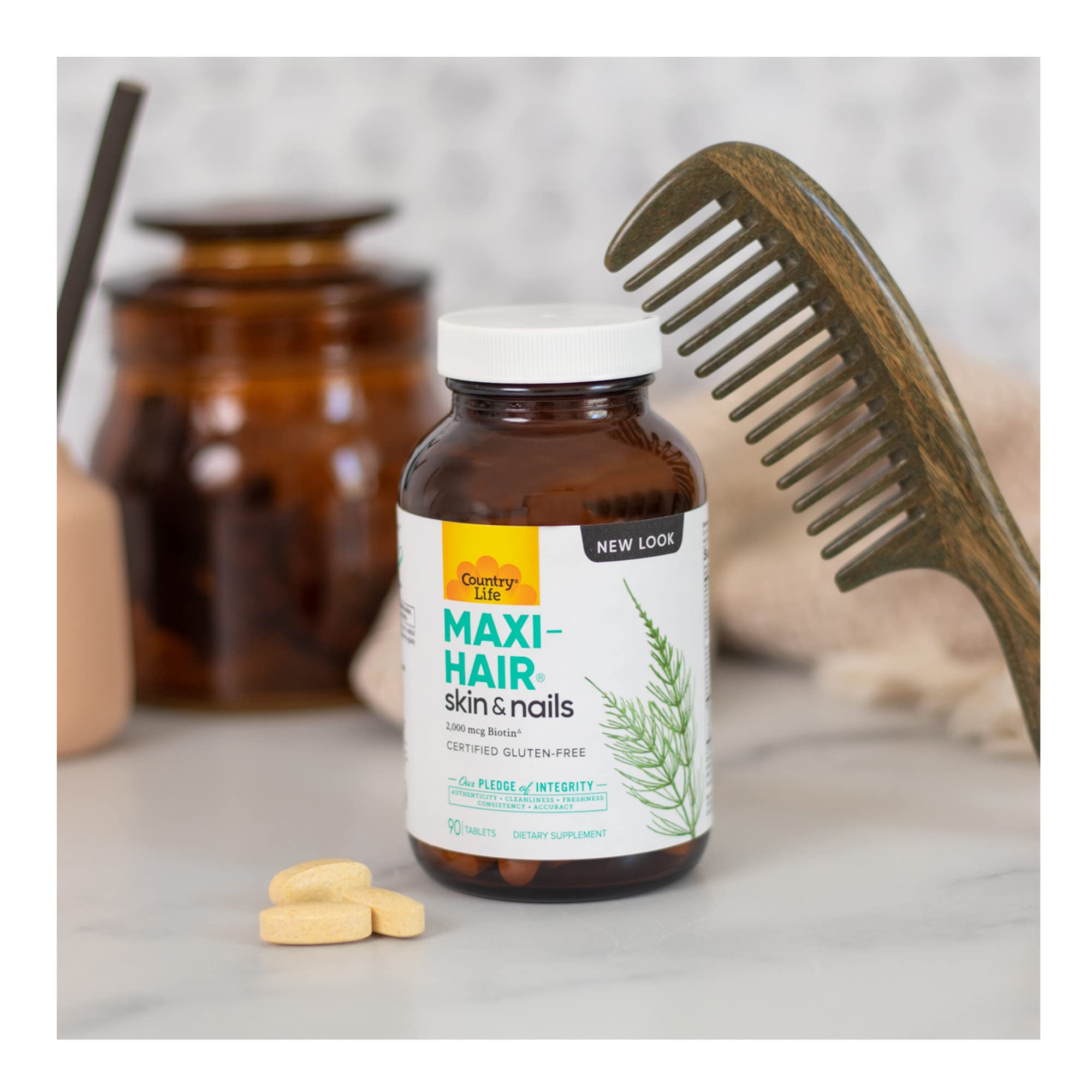 Foto 6 pulgar | Suplemento Country Life Maxi-hair 2000 Mcg De Biotina 90 Comprimidos - Venta Internacional.