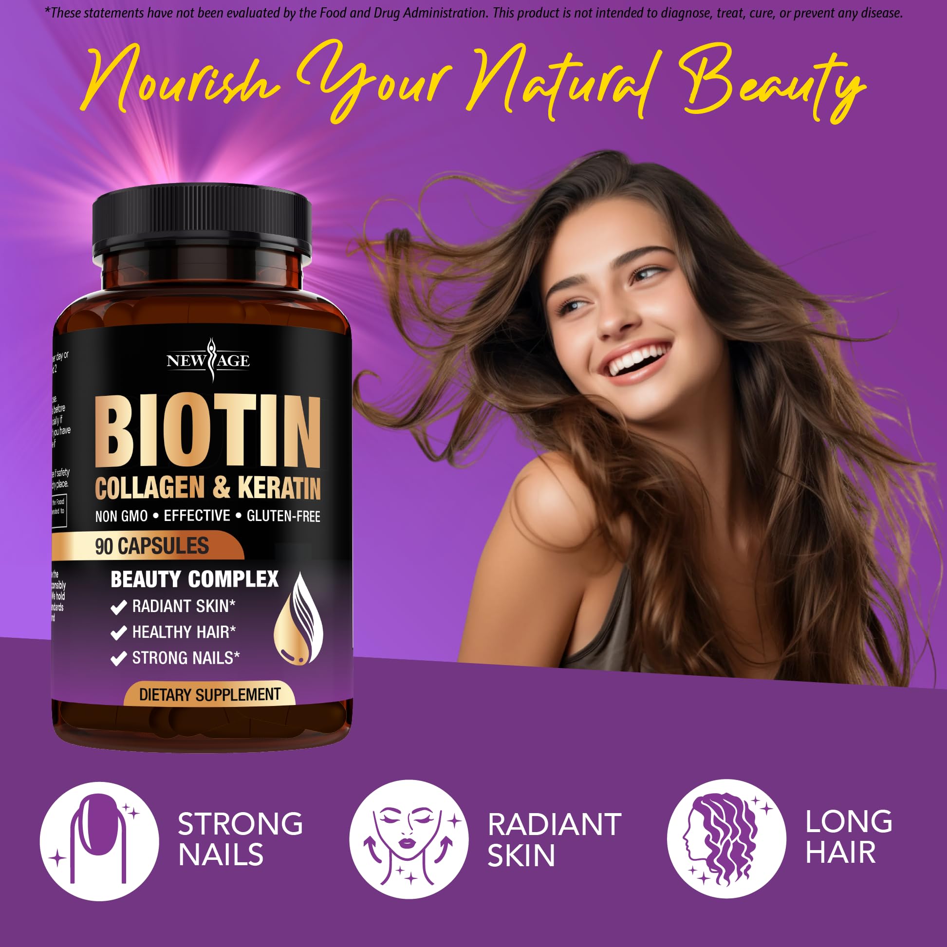 Foto 4 | Suplemento New Age: Biotina, Colágeno, Queratina, Ácido Hialurónico (5%) - Venta Internacional.