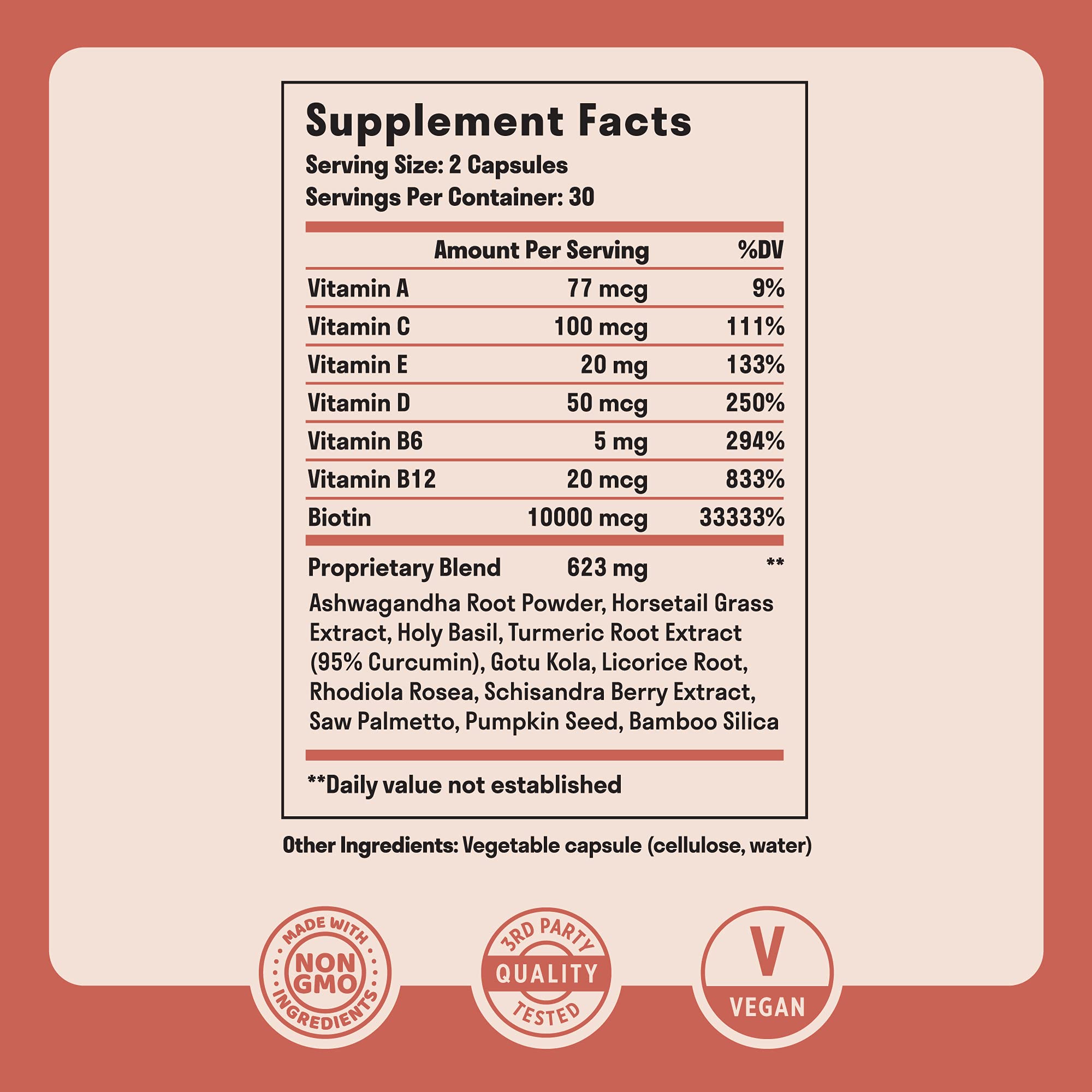 Foto 3 pulgar | Vitaminas Para El Cabello Nuven Naturals Biotina De 10000 Mcg Con Adaptógenos 6 - Venta Internacional.