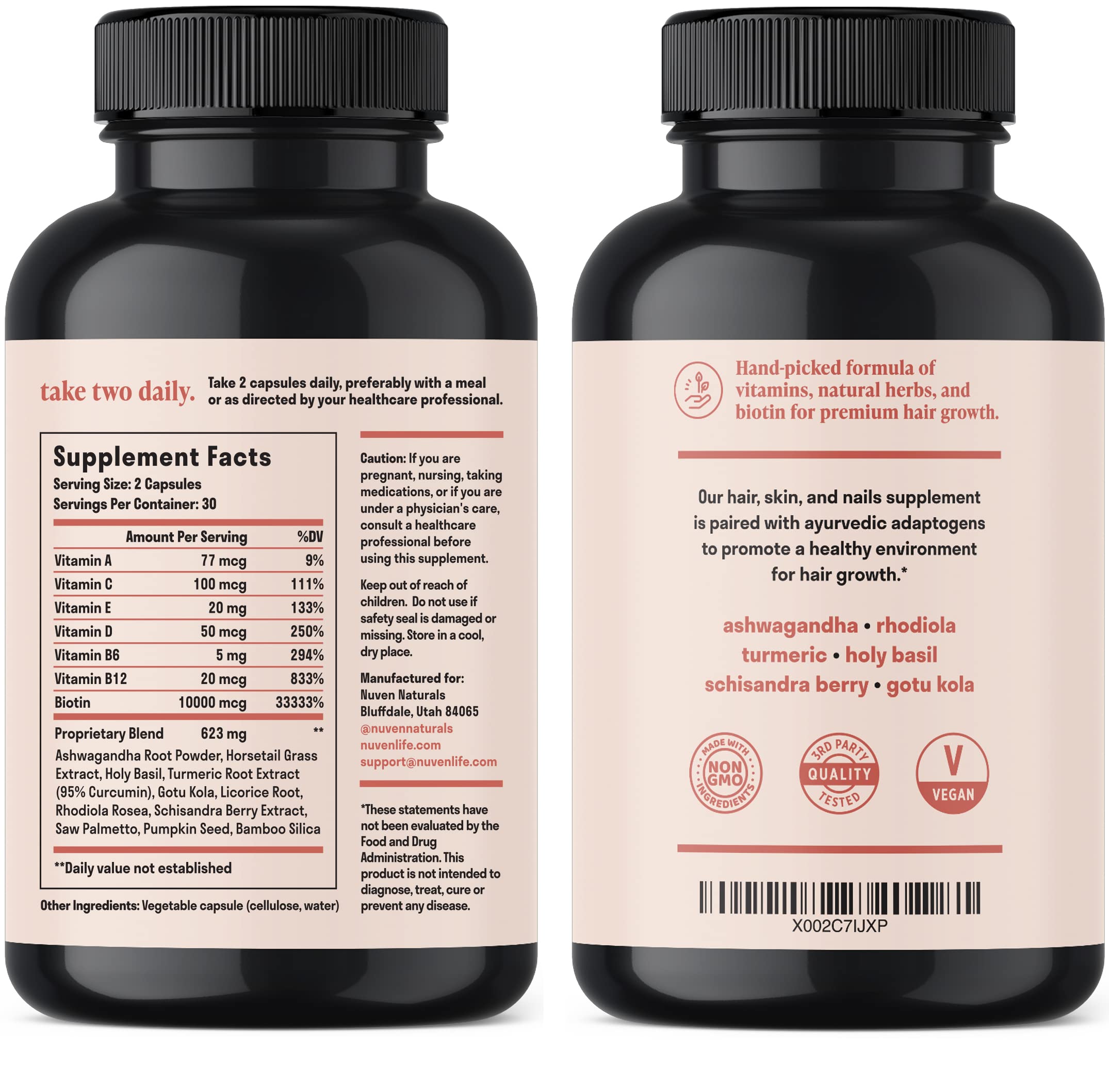 Foto 8 pulgar | Vitaminas Para El Cabello Nuven Naturals Biotina De 10000 Mcg Con Adaptógenos 6 - Venta Internacional.