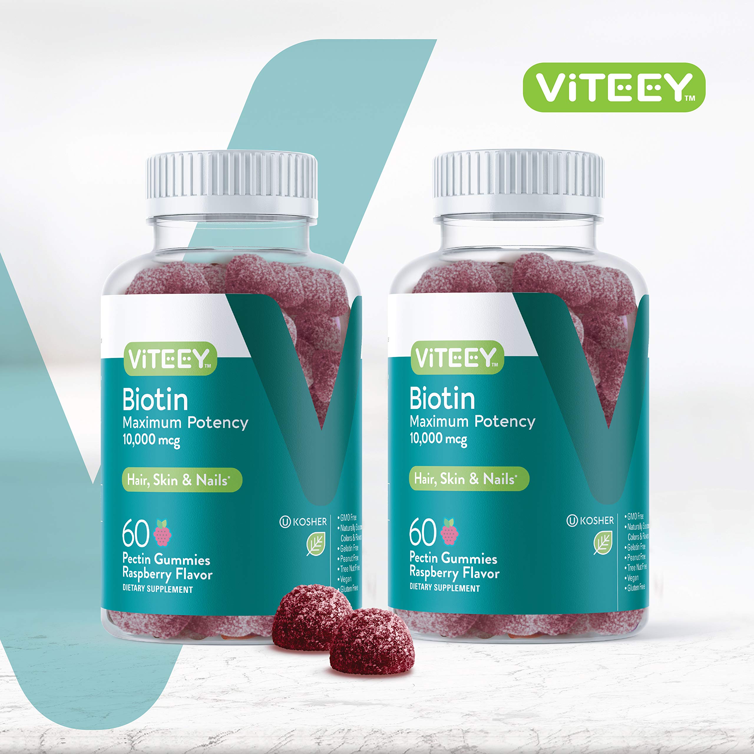 Foto 3 pulgar | Gomitas De Biotina Viteey De 10 000 Mcg Para Cabello, Piel Y Uñas, 120 Unidades - Venta Internacional.