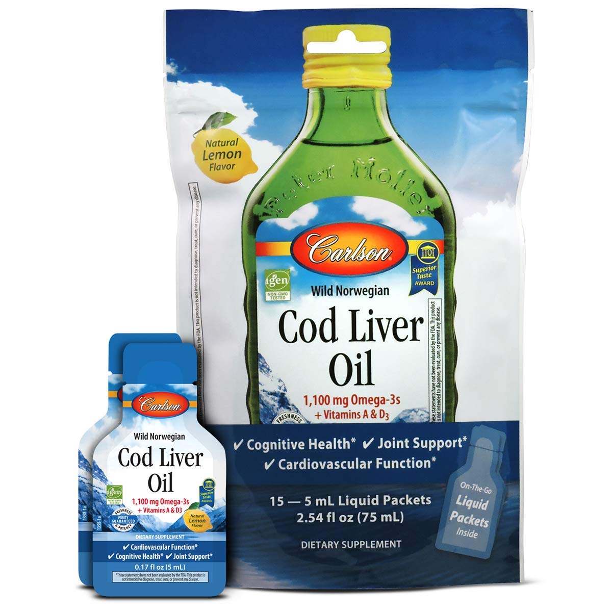Foto 2 | Aceite De Hígado De Bacalao Carlson Grab + Go, Paquetes De 15 X 5 Ml De Omega-3 - Venta Internacional.