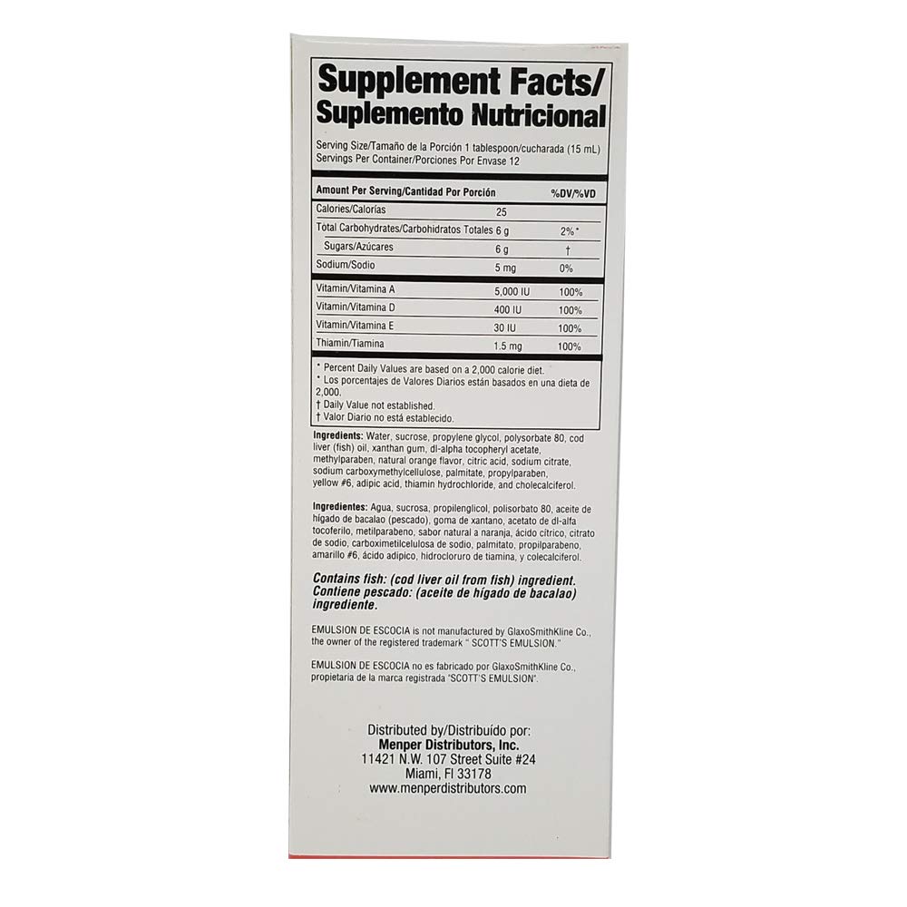 Foto 4 pulgar | Suplemento Menper Emulsion De Escocia, Aceite De Hígado De Bacalao Y Naranja, 450 Ml, Paquete De 2 - Venta Internacion
