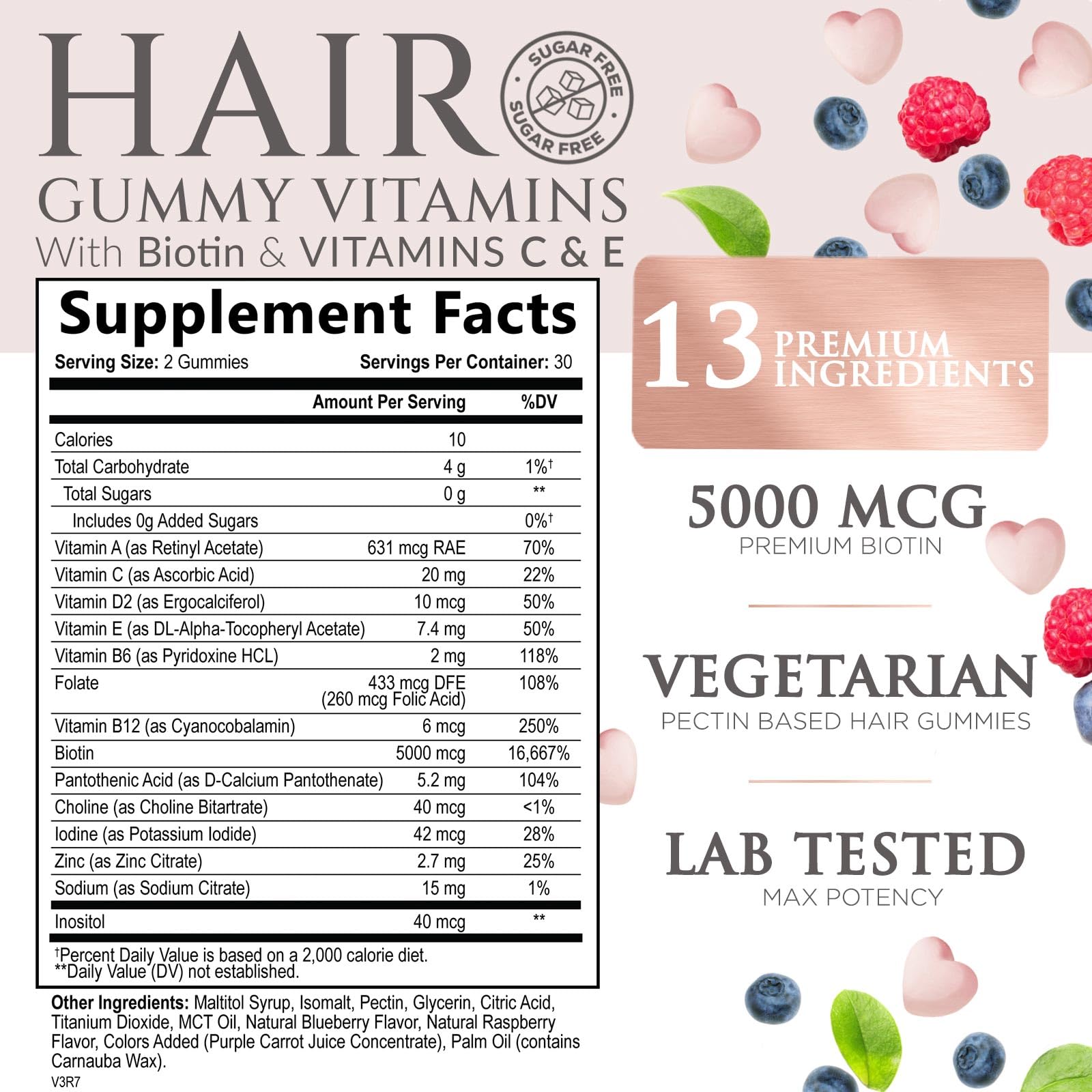 Foto 3 pulgar | Vitaminas Para El Cabello, Gomitas, Biotina De Nature's Nutrition, 5000 Mcg, 60 Unidades - Venta Internacional.